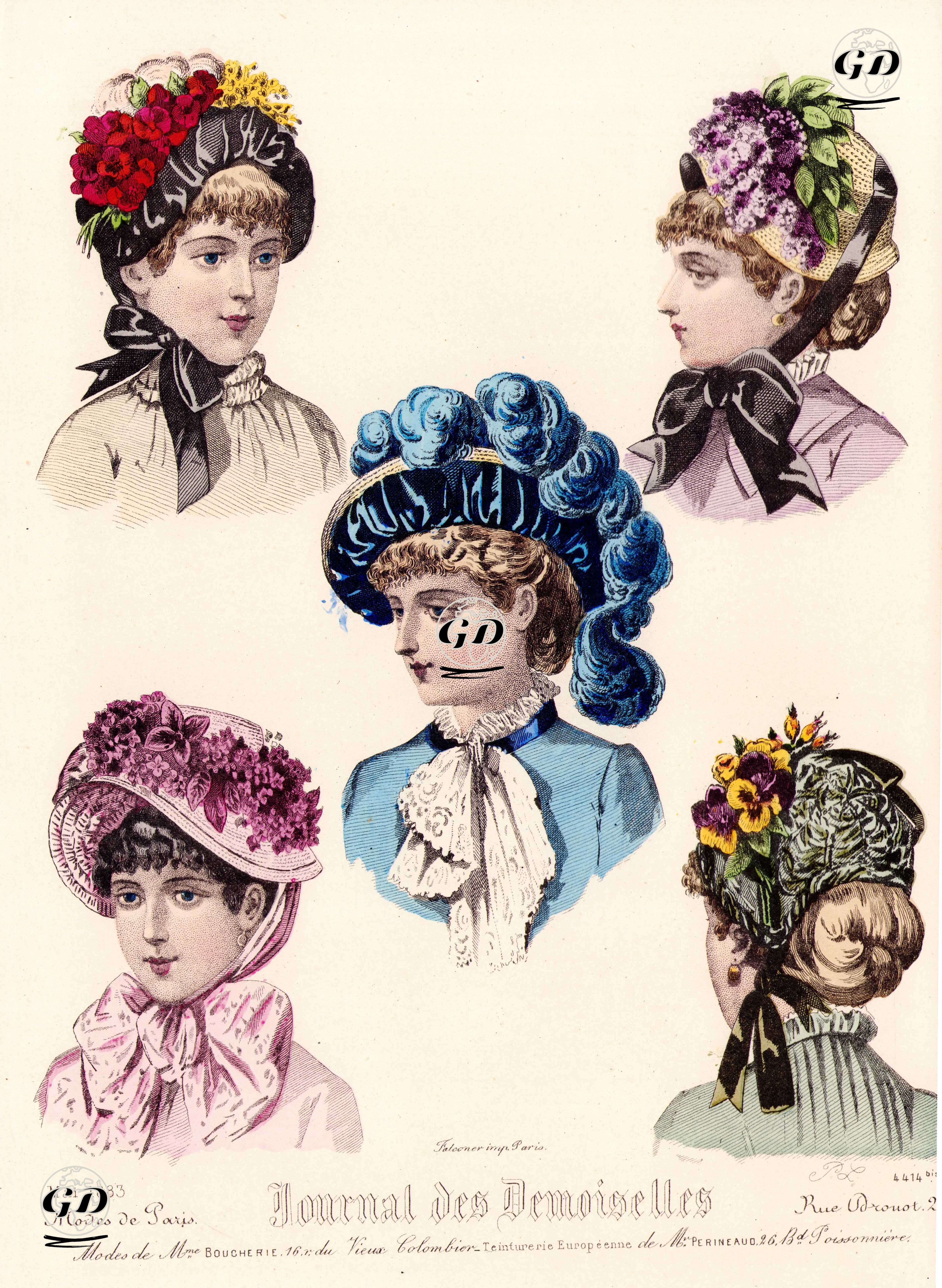 Journal des Demoiselles, Mayıs 1883, Paris Şapka Modası -  - 1883