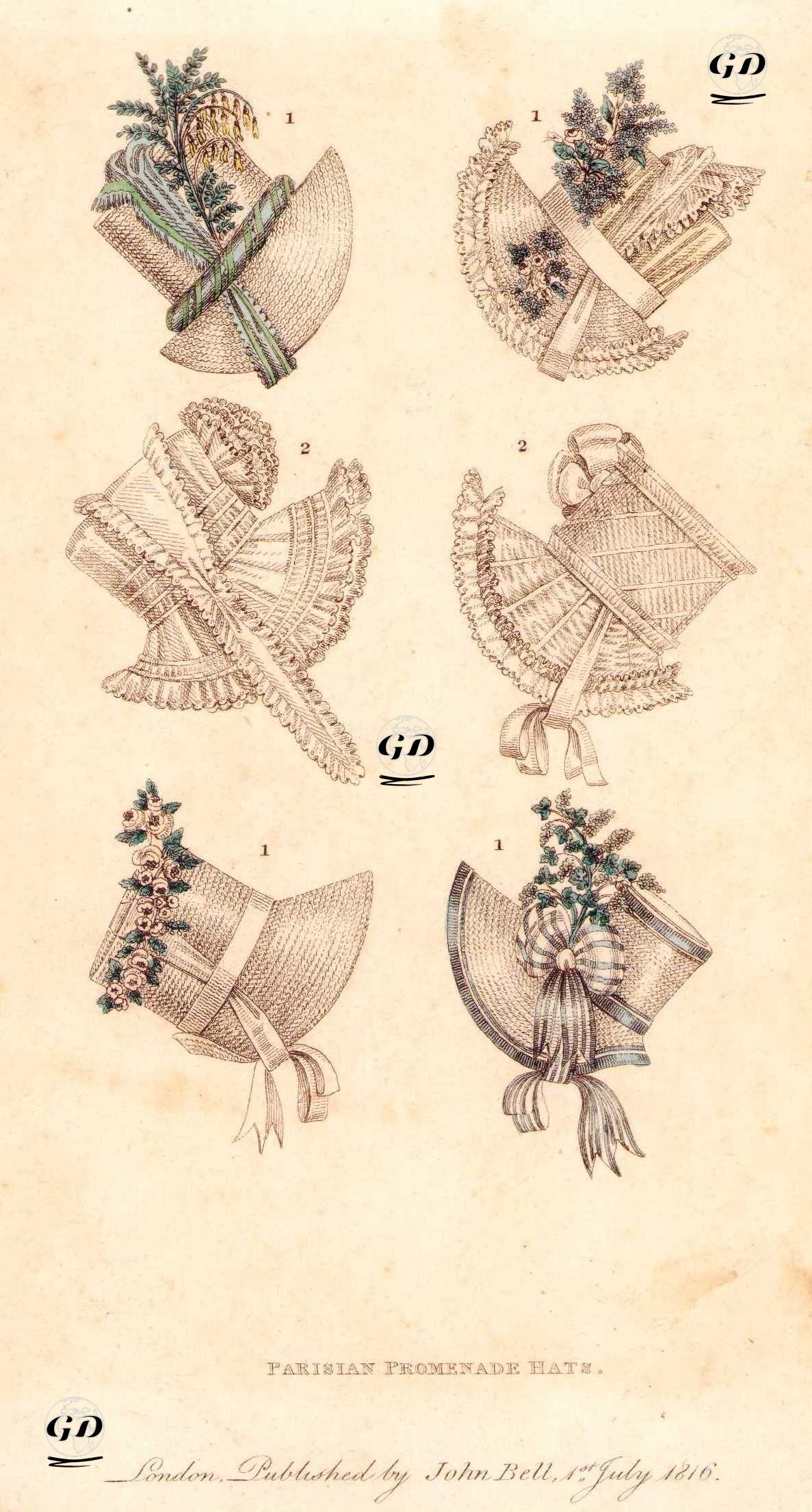 Paris Usulü Gezinti Şapkaları -  - 1816