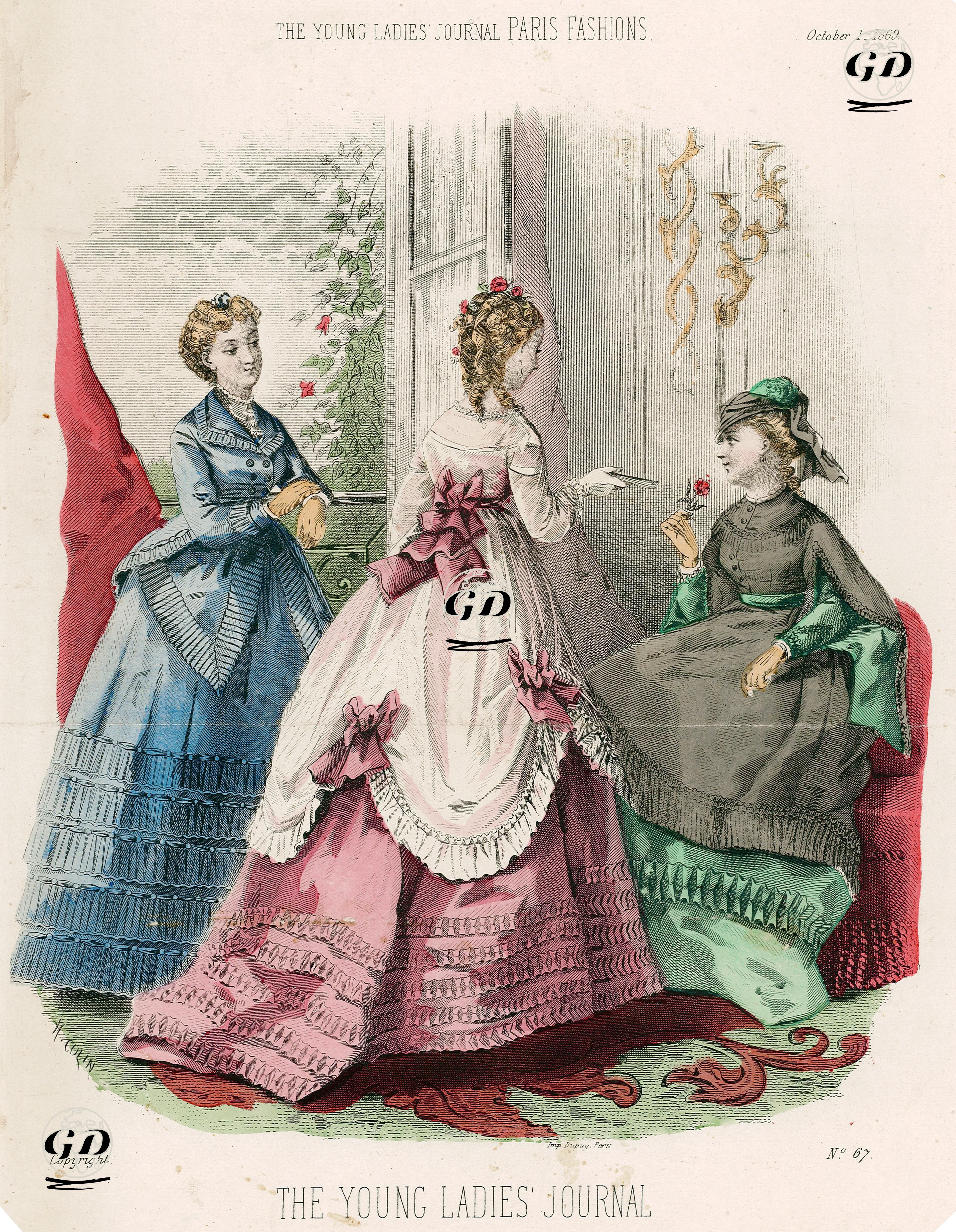 The Young Ladies Journal, Paris Fashions, No.67, 01 Ekim 1869 - H.Colin - 1869