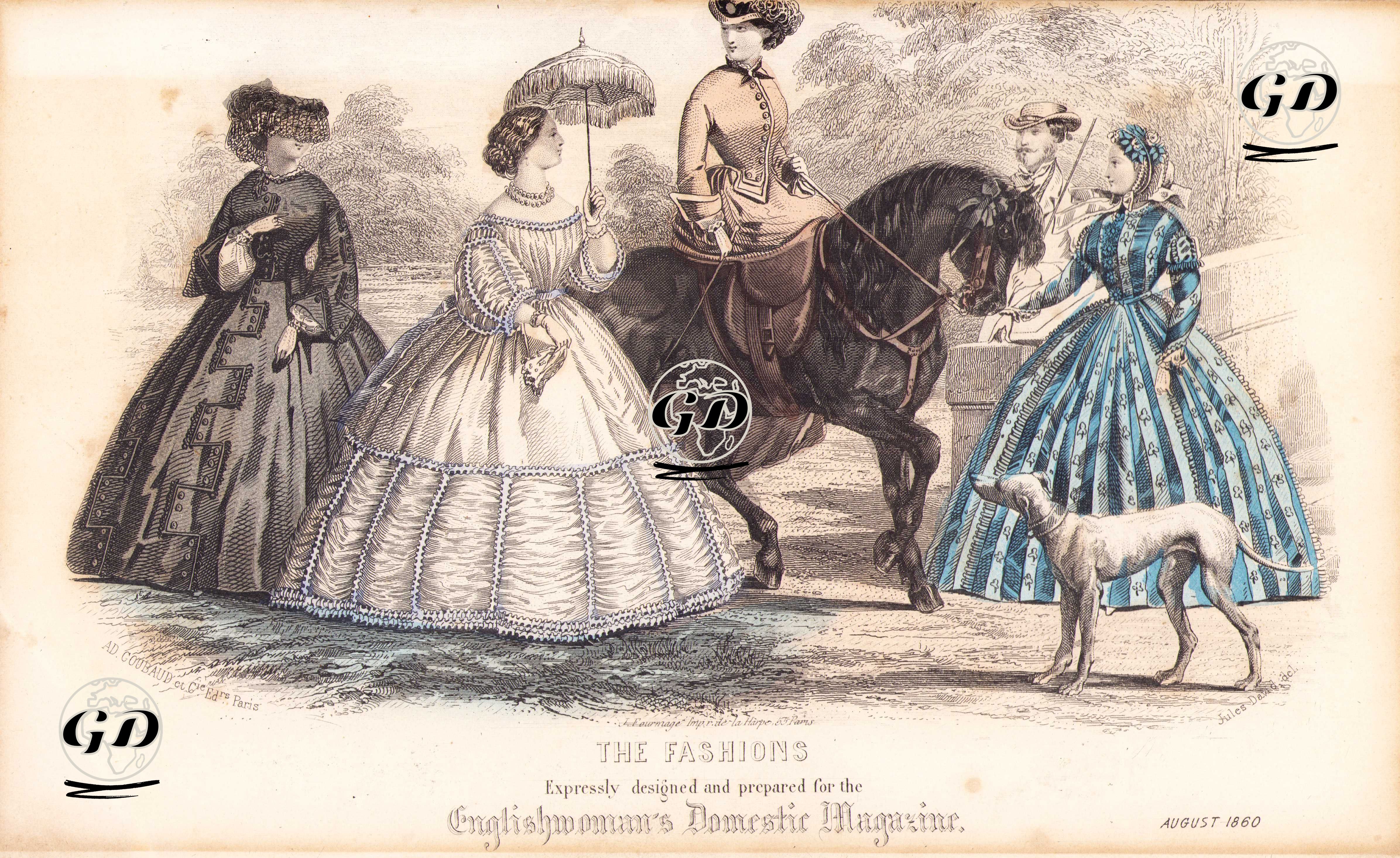 The Englishwoman's Domestic Magazine Dergisi İçin Tasarlanmış Moda Çizimleri, Ağustos 1860 -  - 1860