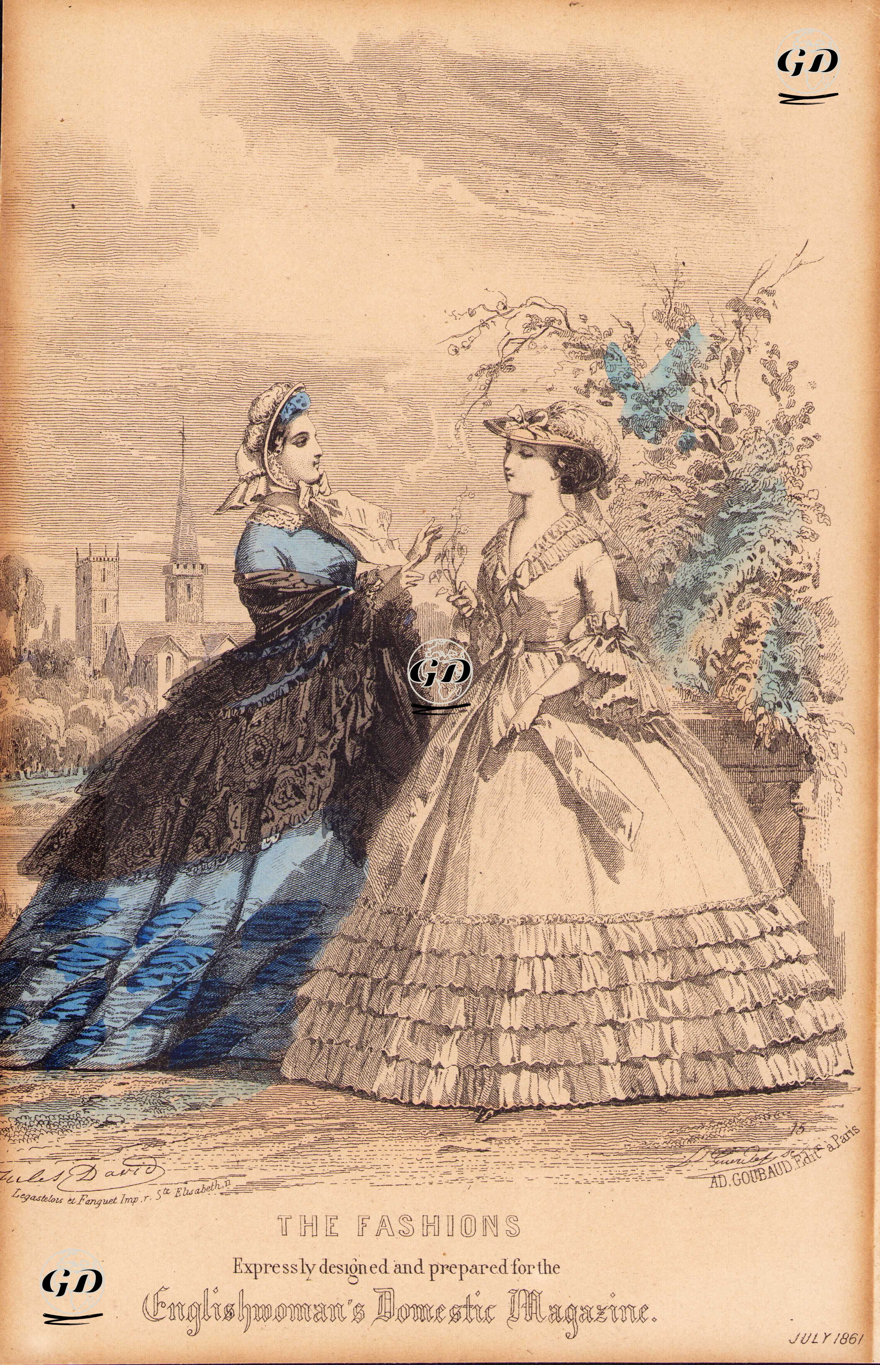 The Fashions, Expressly Designed Prepared For The Englishwoman's Domestic Magazine, July 1861 -  - 1861