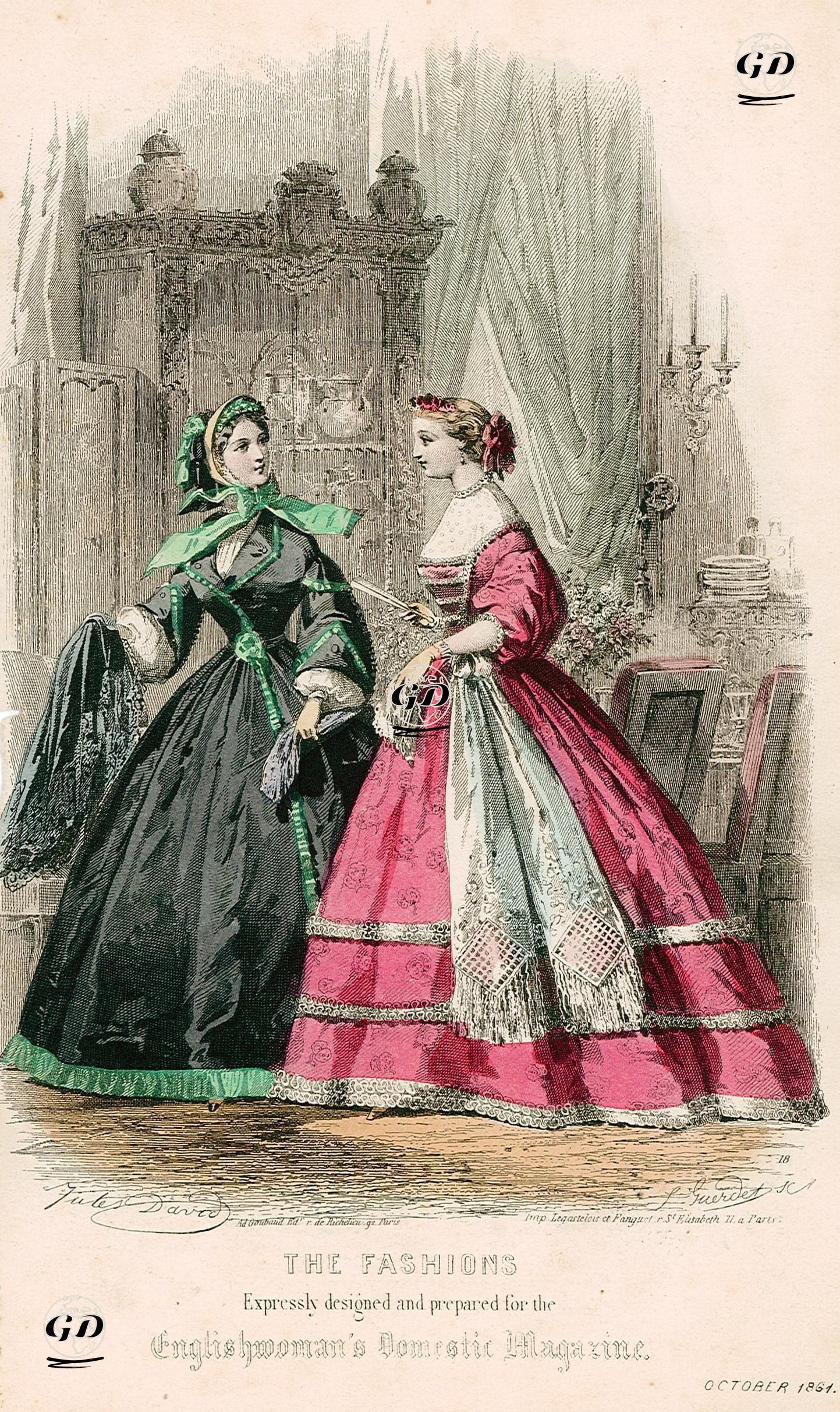 The Fashions, Expressly Designed Prepared For The Englishwoman's Domestic Magazine, No.18, October 1861 - Laurent François Guerdet (1830-….) - 1861