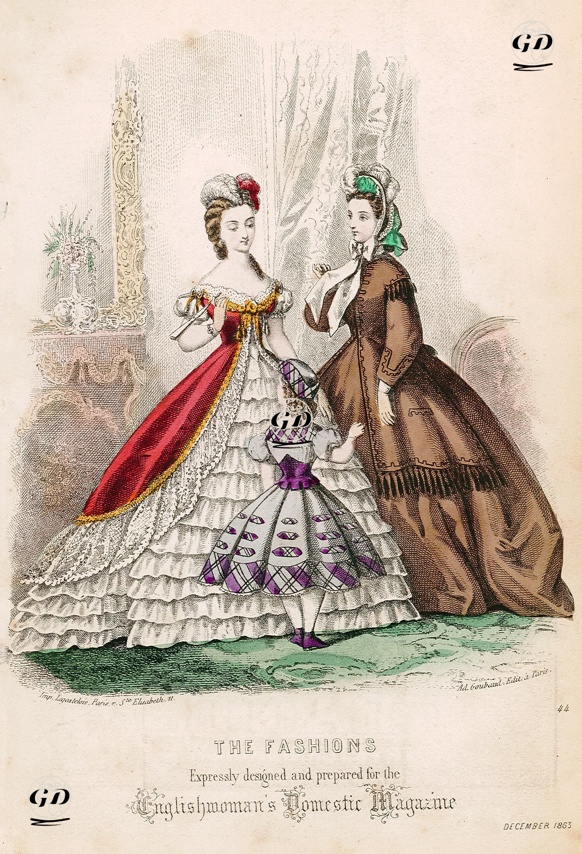 The Englishwoman's Domestic Magazine Dergisi İçin Tasarlanmış Moda Çizimleri, No.44, Aralık 1863 -  - 1863