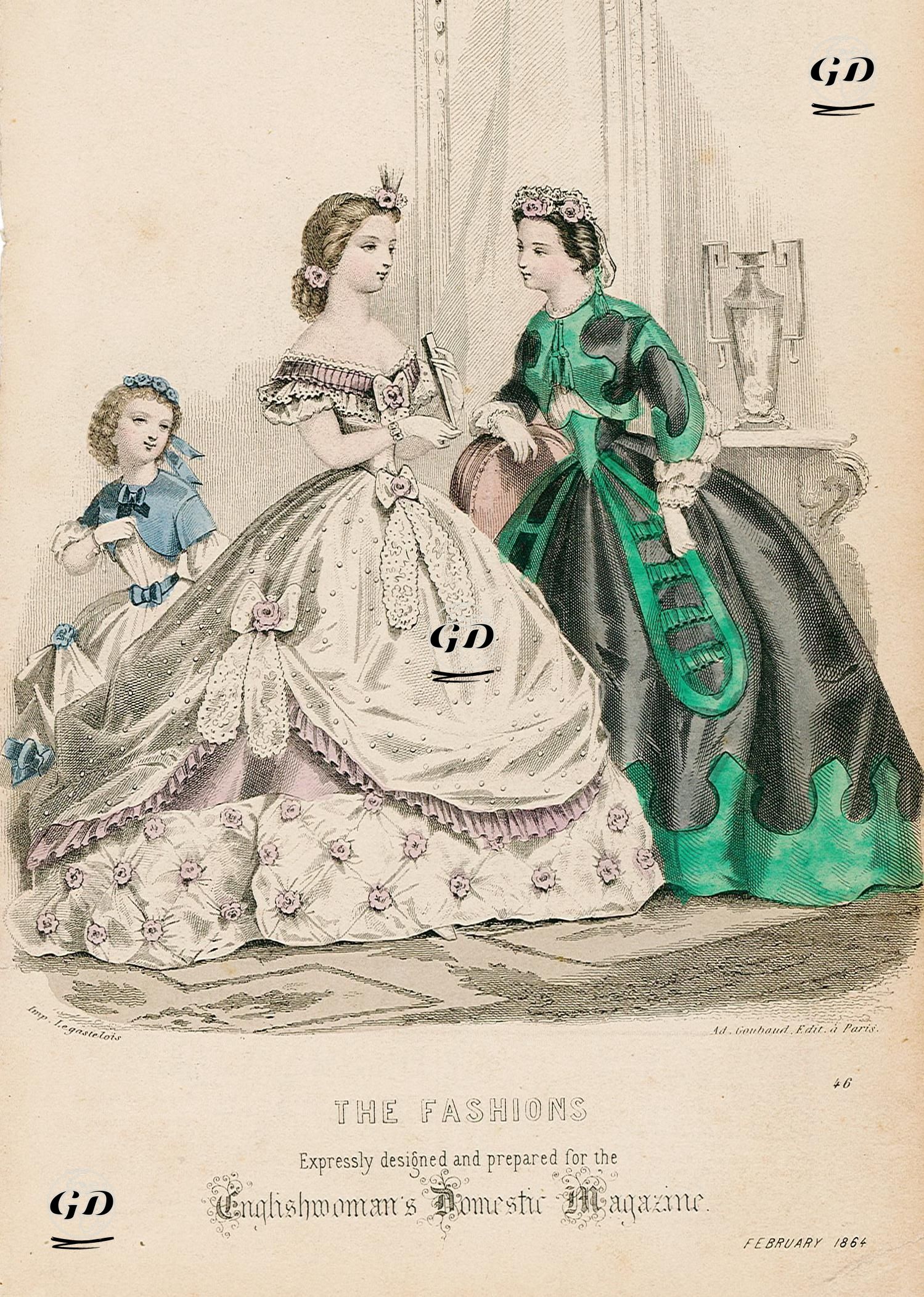 The Fashions, Expressly Designed Prepared For The Englishwoman's Domestic Magazine, No.46, February 1864 -  - 1864