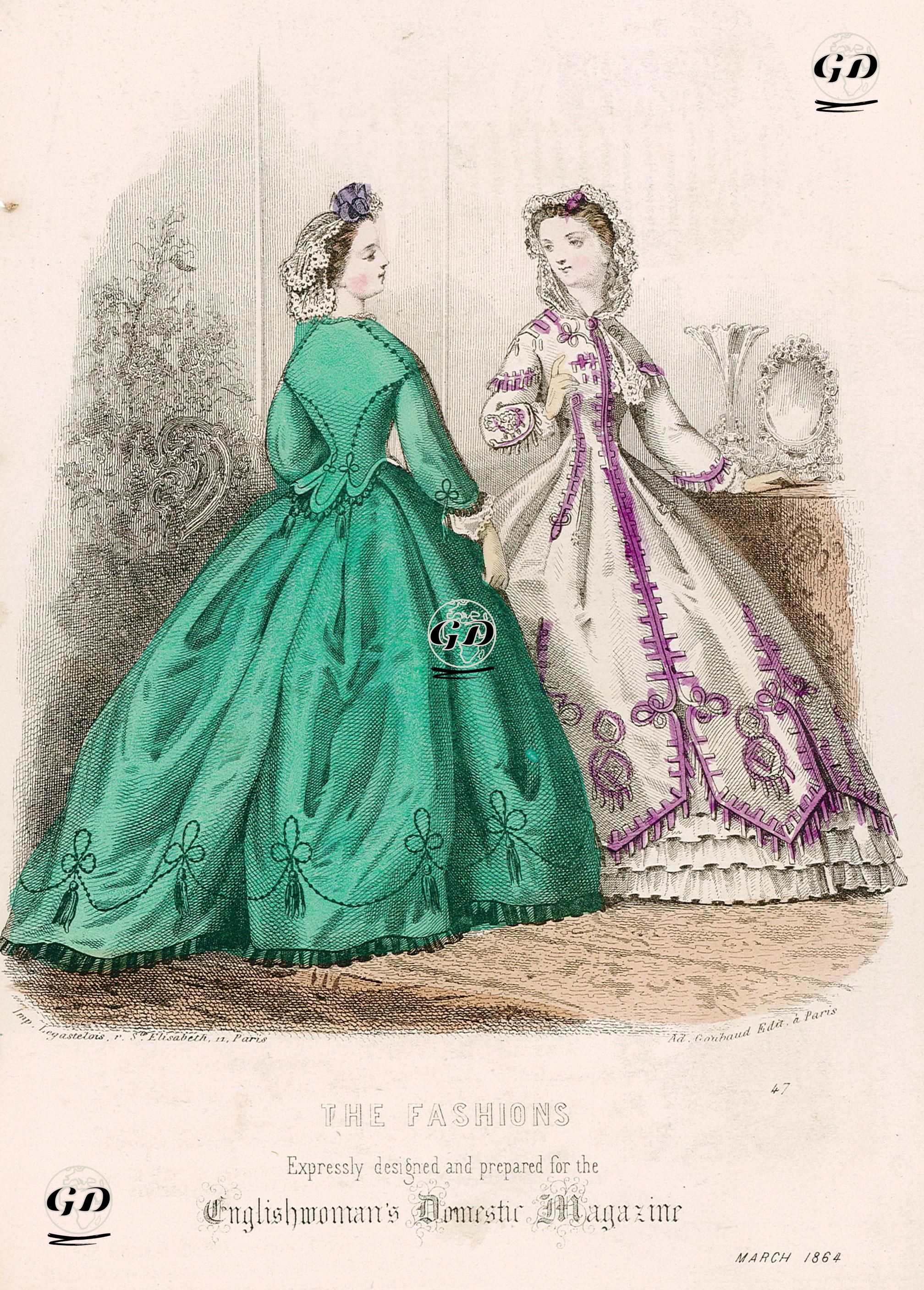 The Fashions, Expressly Designed Prepared For The Englishwoman's Domestic Magazine, No.47, March 1864 -  - 1864