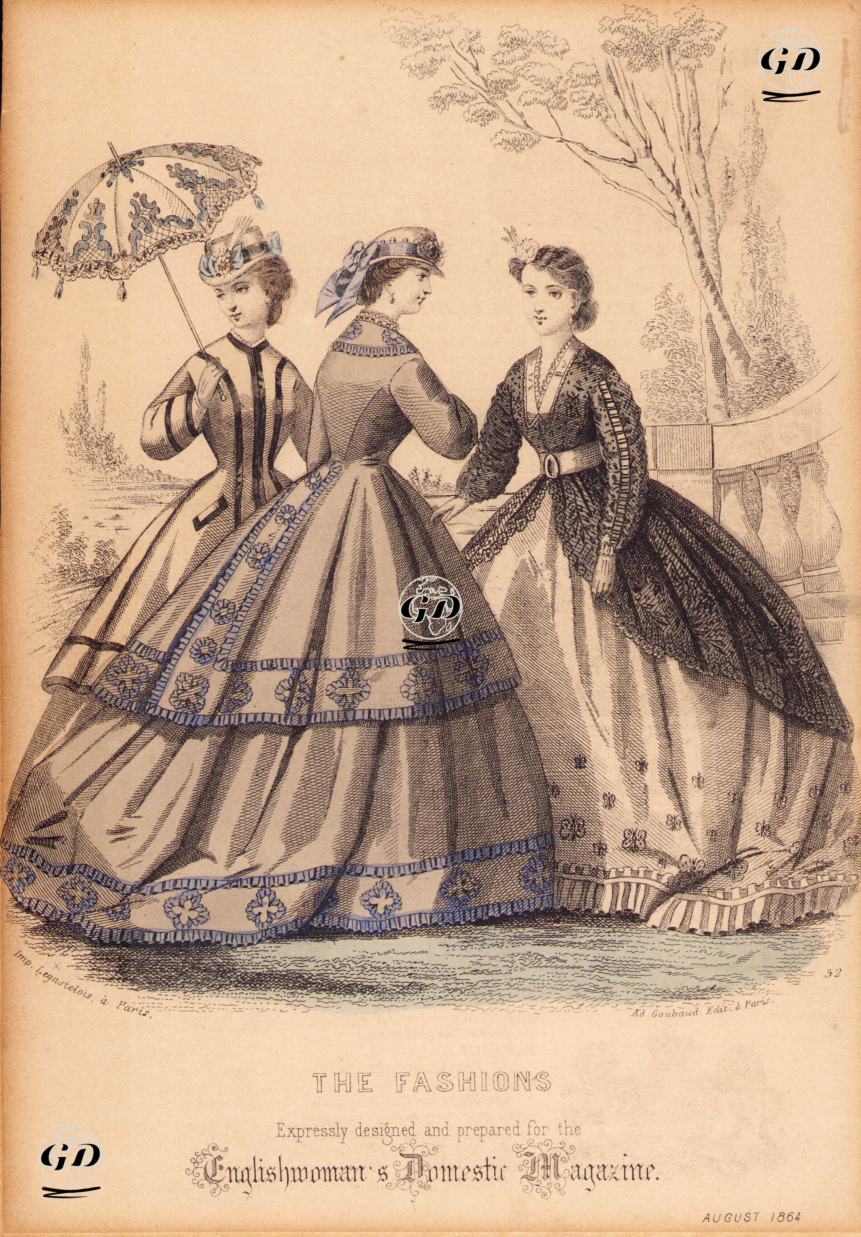 The Englishwoman's Domestic Magazine Dergisi İçin Tasarlanmış Moda Çizimleri, No.52, August 1864 -  - 1864