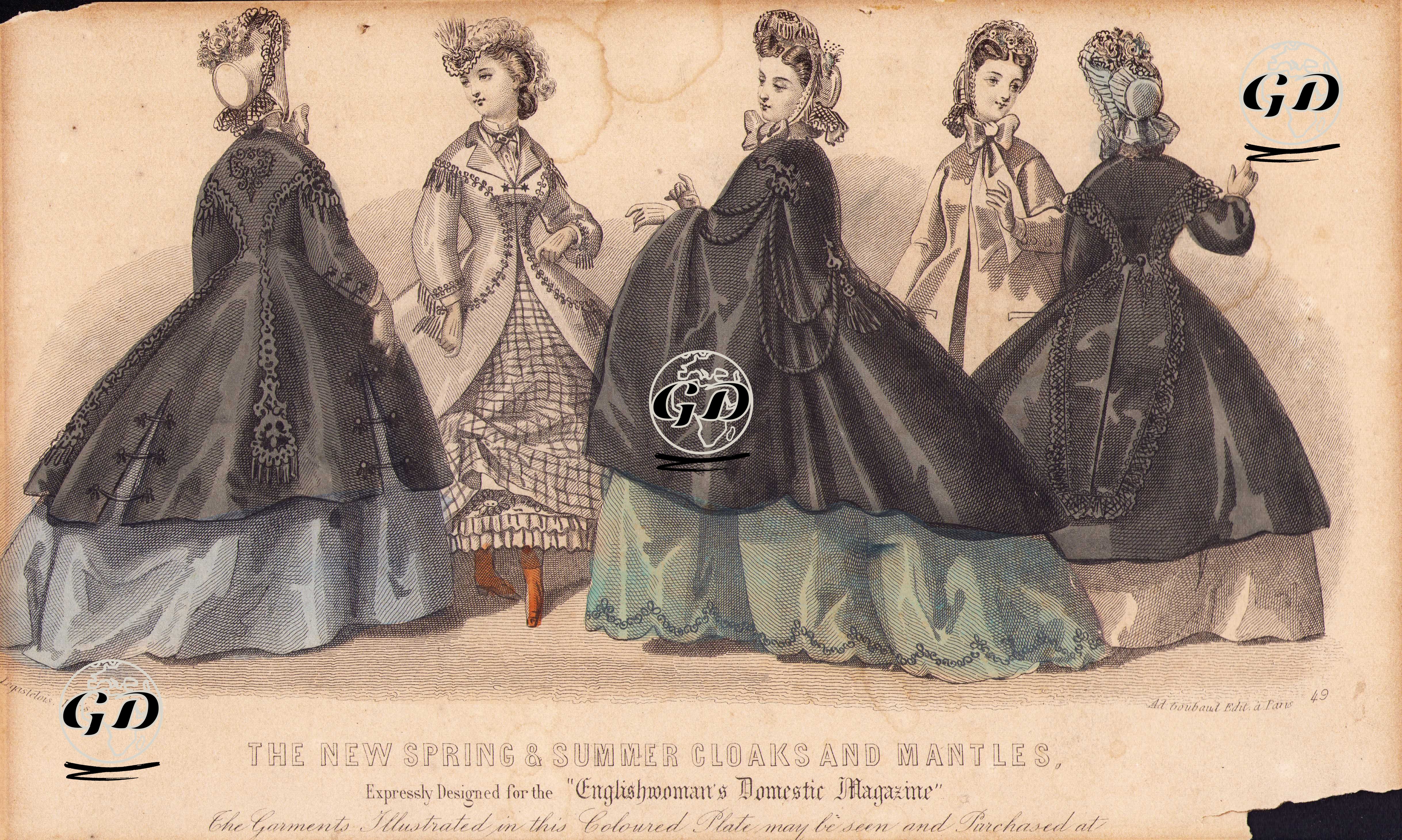 The Englishwoman's Domestic Magazine Dergisi İçin Tasarlanmış Moda Çizimleri, İlkbahar ve Yaz Pelerin ve Gömlekleri -  - 1860's