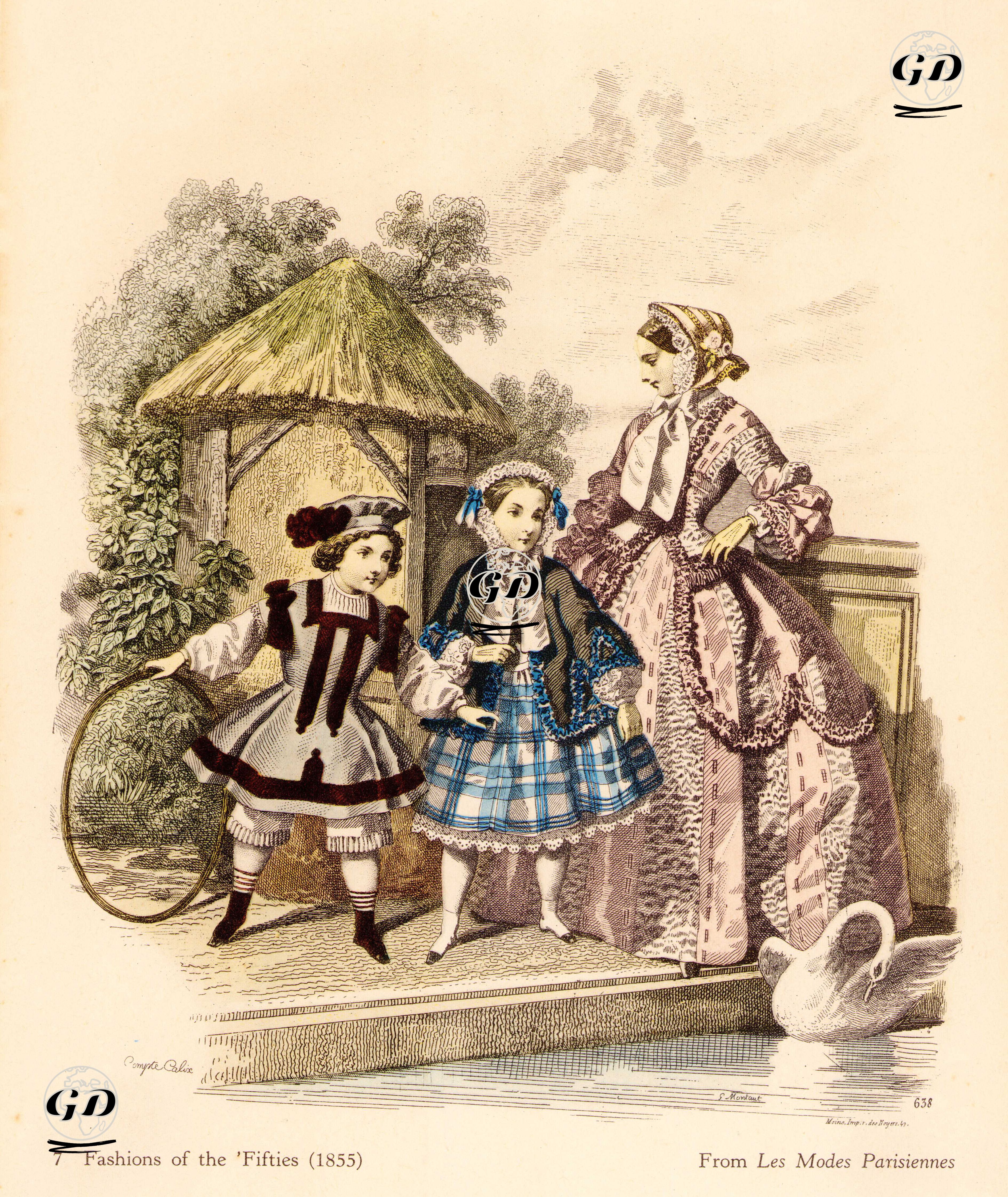 1855 Yılının Kadın Ve Çocuk Kıyafetleri Modası, No.638 - François Claudius Compte-Calix (1813-1880) - 1855