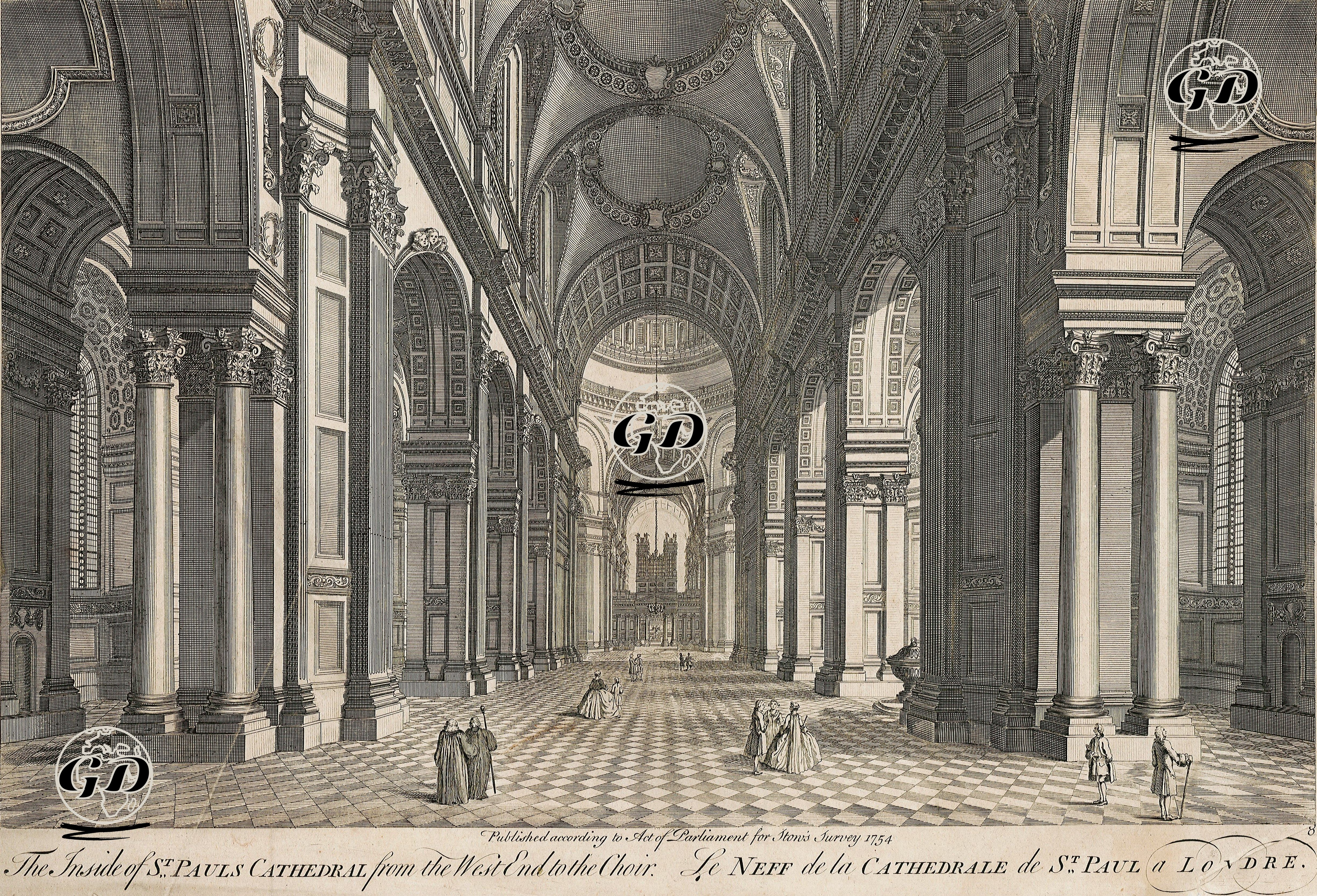 The Inside Of St. Pauls Cathedral From The West End To The Choir-Le Neff De La Cathedrale De St. Paul A Londre -  - 1754