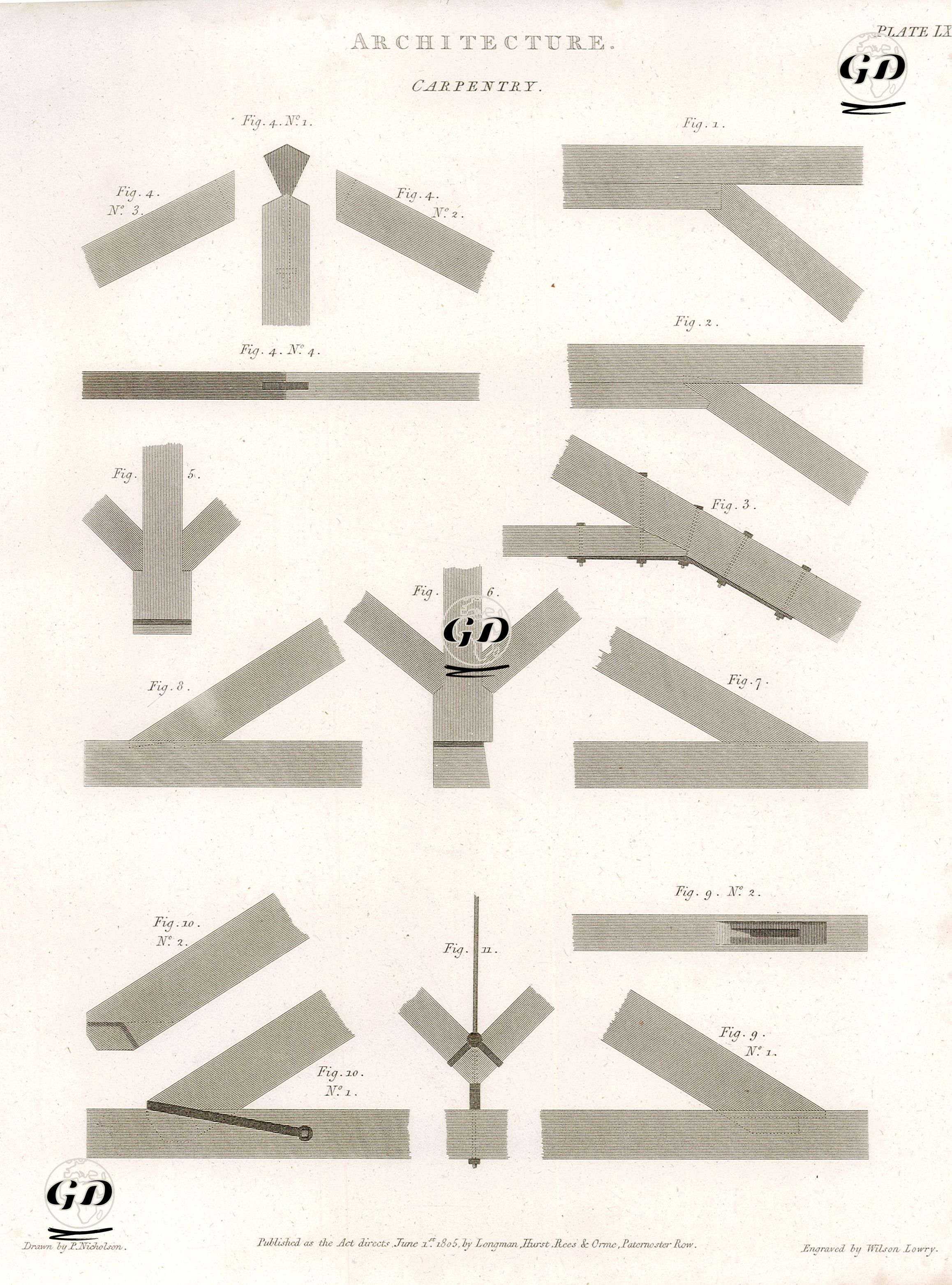 Mimari, Marangozluk, Plate LXIII. - Peter Nicholson (1765-1844) - 1805
