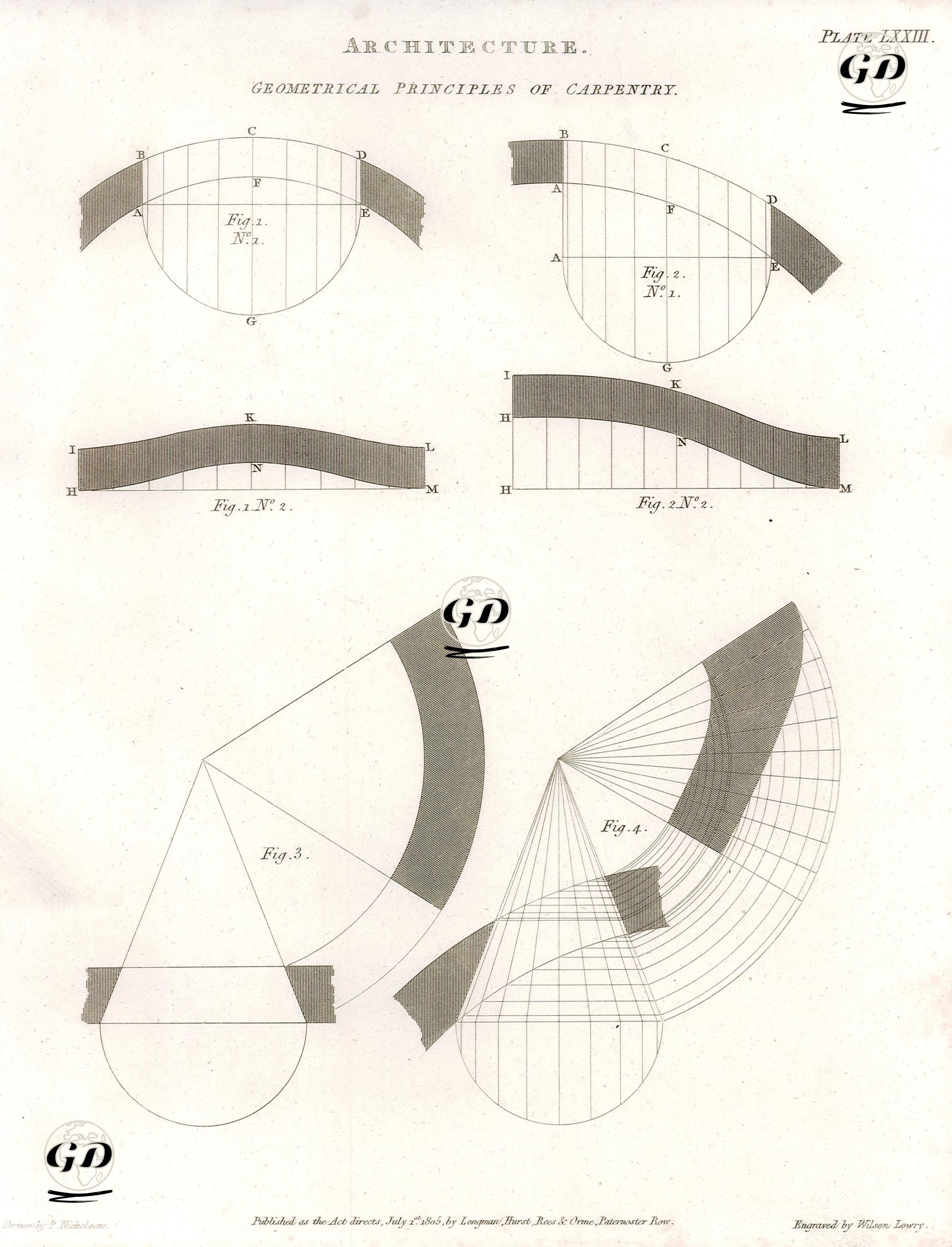 Mimari, Marangozluğun Geometrik Prensipleri, Plate LXXIII. - Peter Nicholson (1765-1844) - 1805