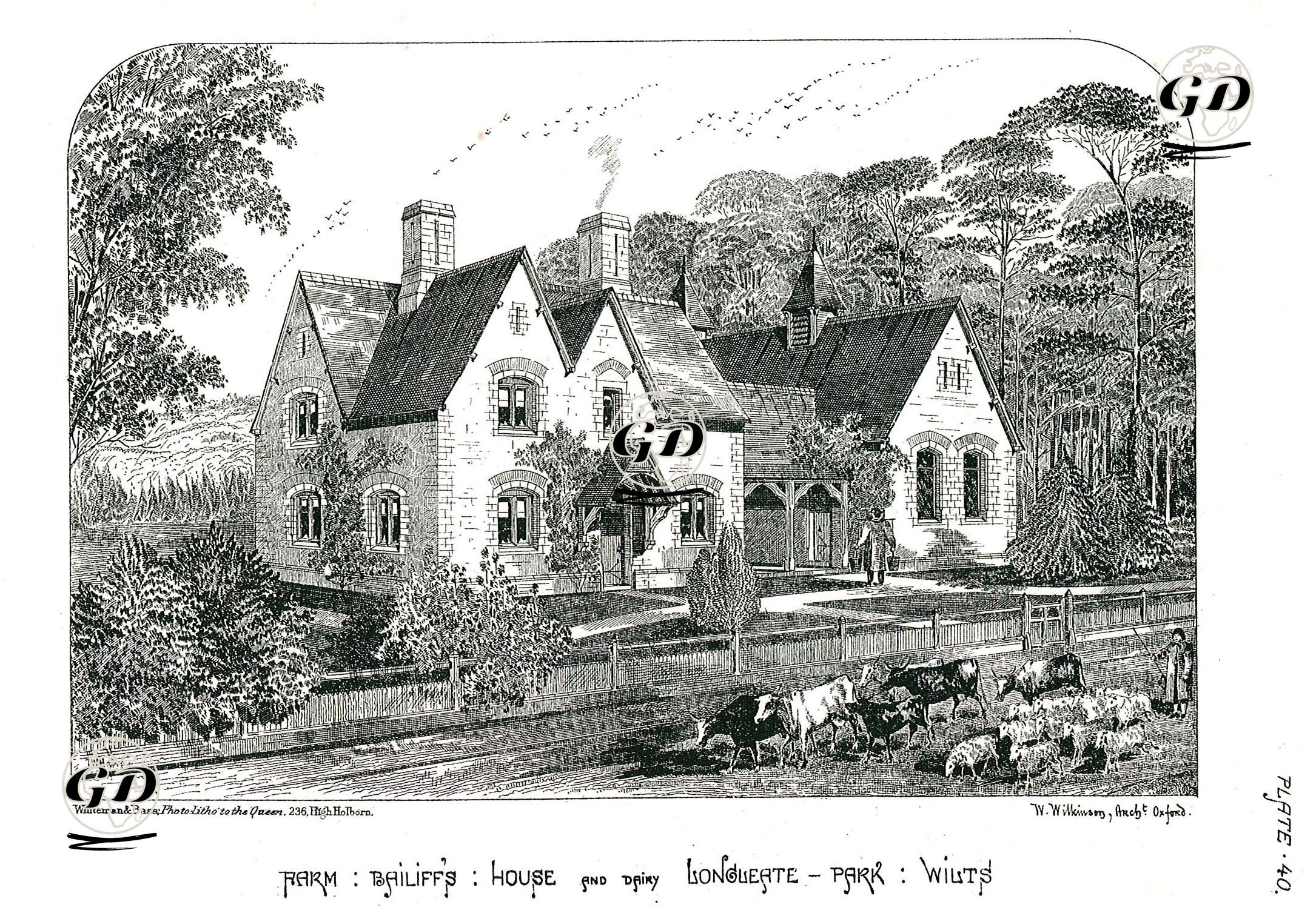 İngiltere Oxford Bölgesinde Bir Kır Evi Plate 40. - William Wilkinson (1819-1901) - 1870