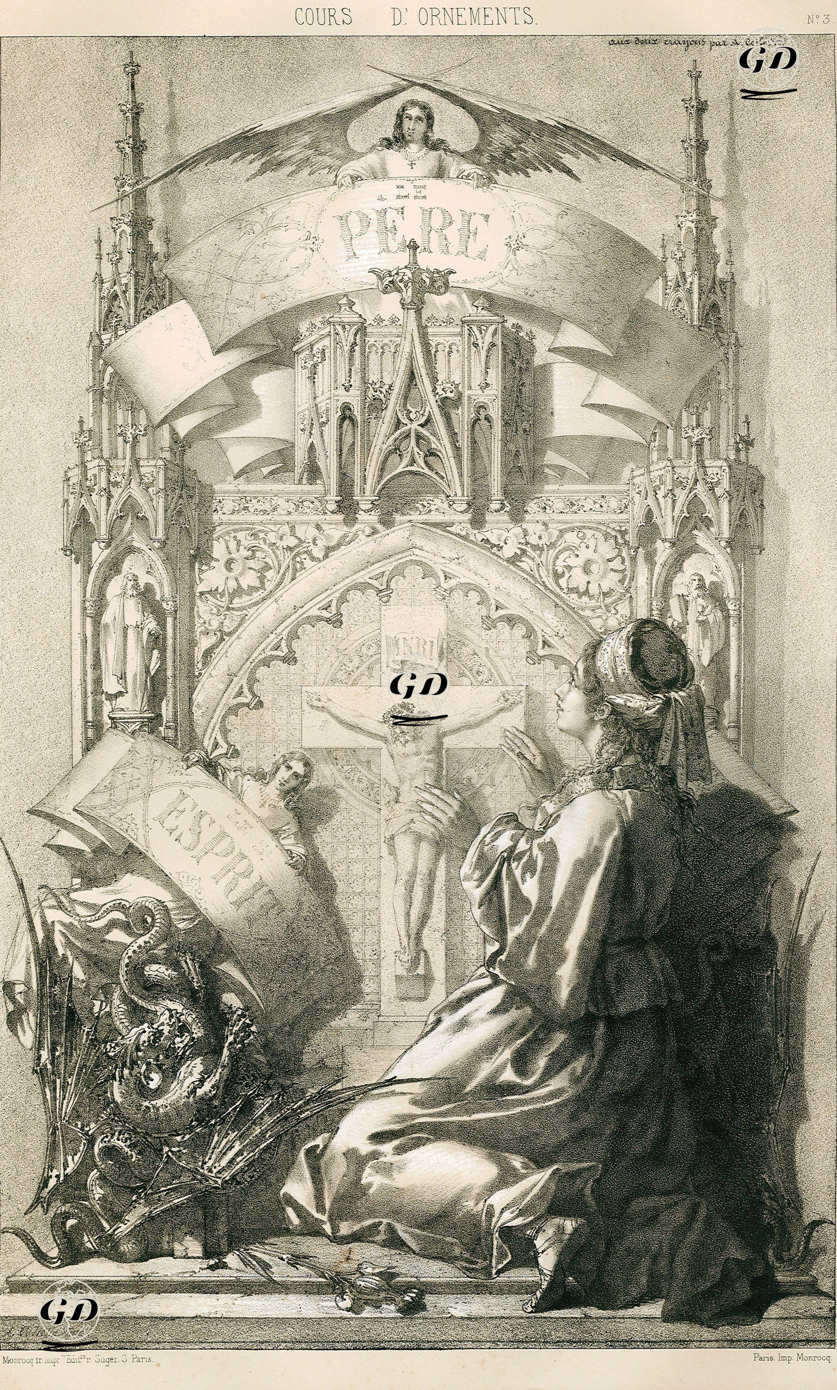 Alexandre Collette Tarafından Kalemle Çizilen Desen Çalışmaları, No.3 -  - 1850's