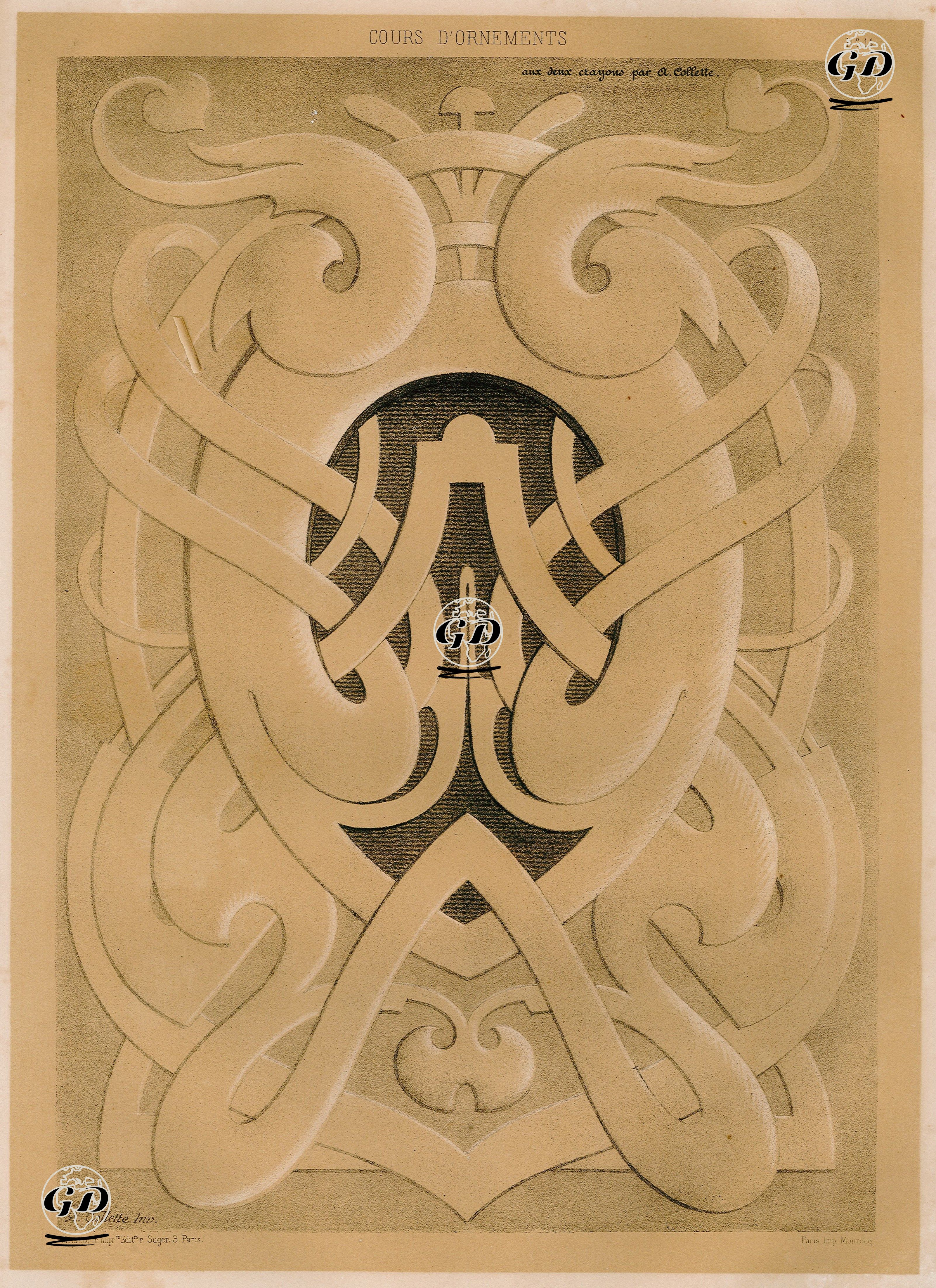 Alexandre Collette Tarafından Kalemle Çizilen Desen Çalışmaları, No.14 -  - 1850's