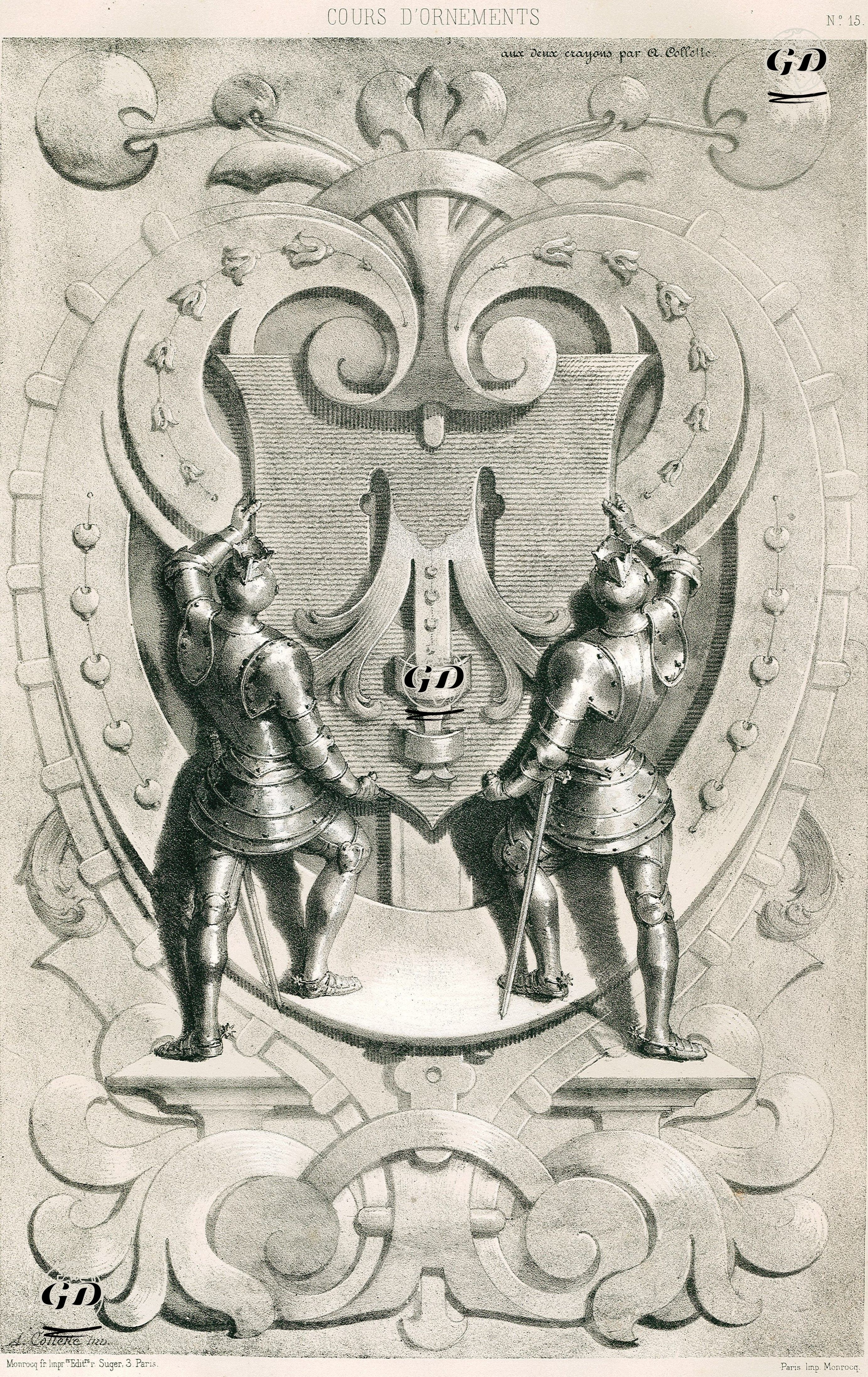 Alexandre Collette Tarafından Kalemle Çizilen Desen Çalışmaları, No.15 -  - 1850's