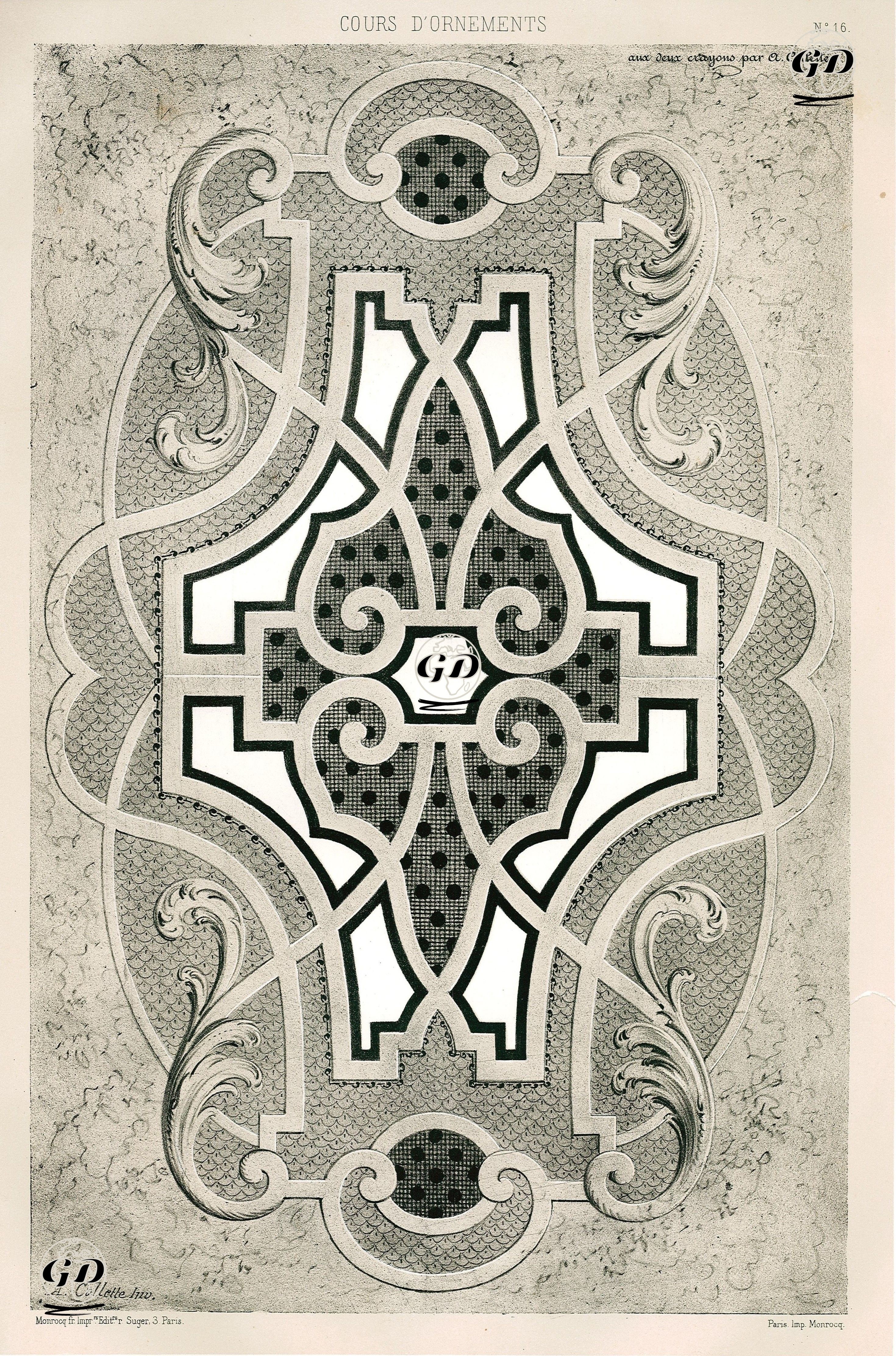 Alexandre Collette Tarafından Kalemle Çizilen Desen Çalışmaları, No.16 -  - 1850's