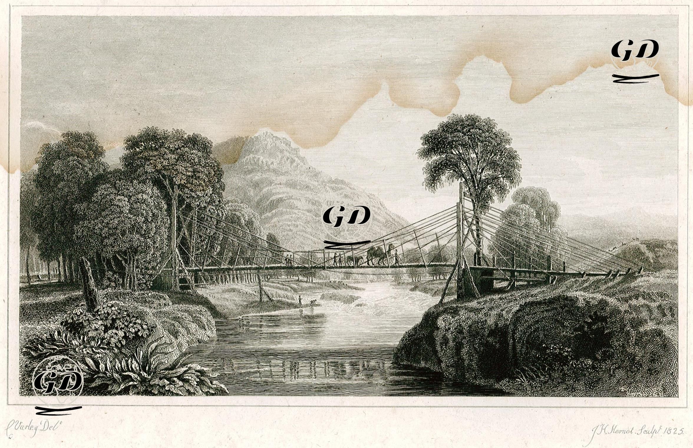 A Rope Bridge - Cornelius Varley (1781-1873) - 1825