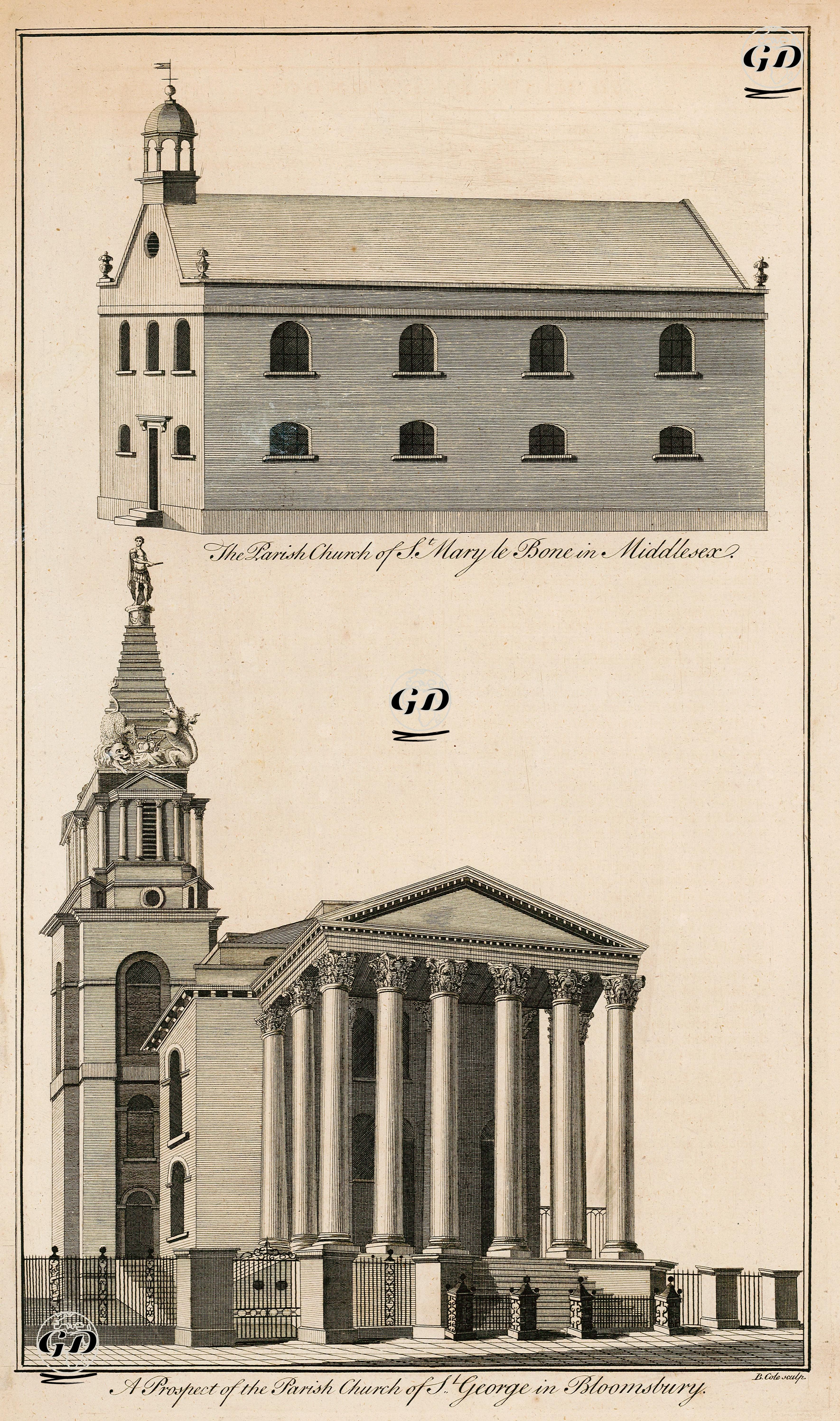 iThe Parish Church Of St.Mary Le Bone in Middlesex-A Prospect Of The Parish Church Of St.George In Bloomsbury -  - 1756