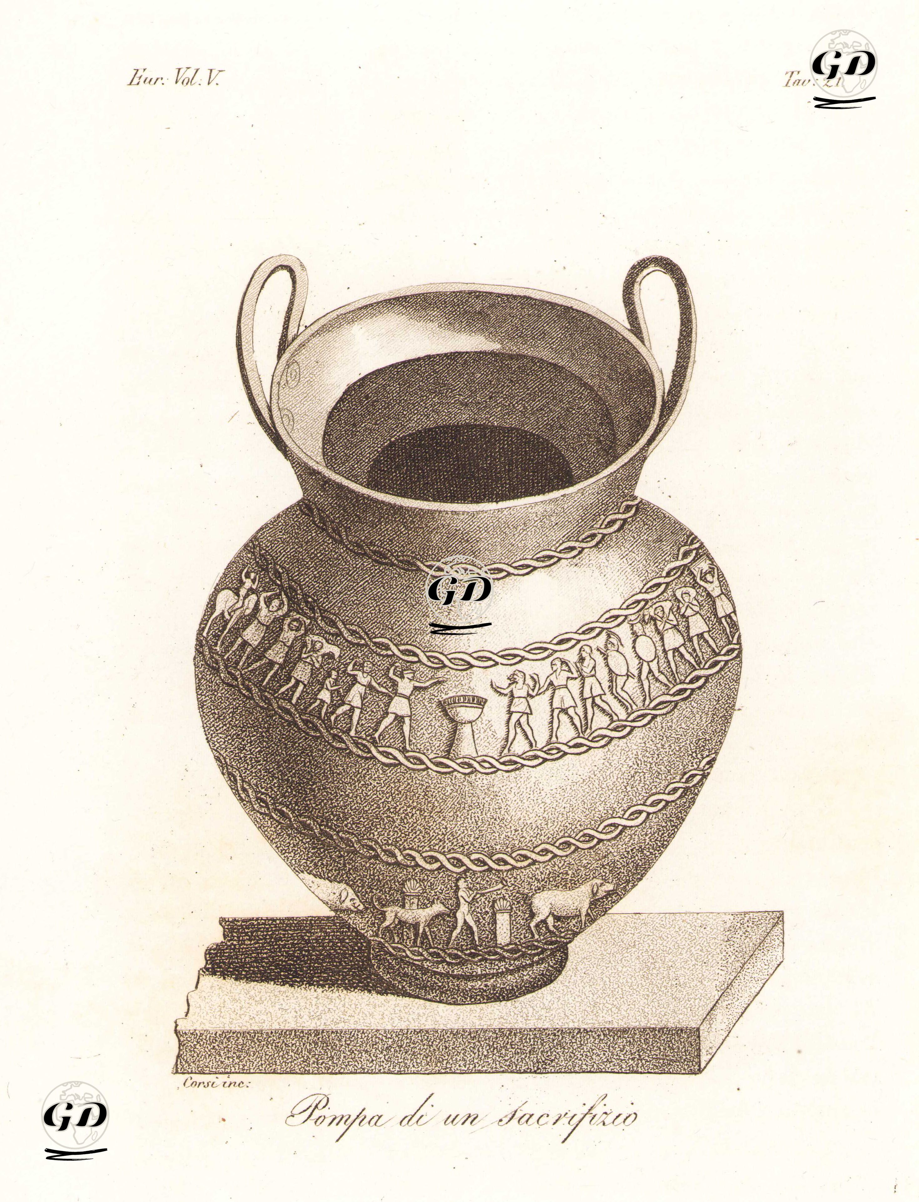 Etrüskler Tarafından Kurban Törenlerinde Kullanılan Vazo, Avrupa. Cilt V. Resim 21. -  - 1820's-1840's