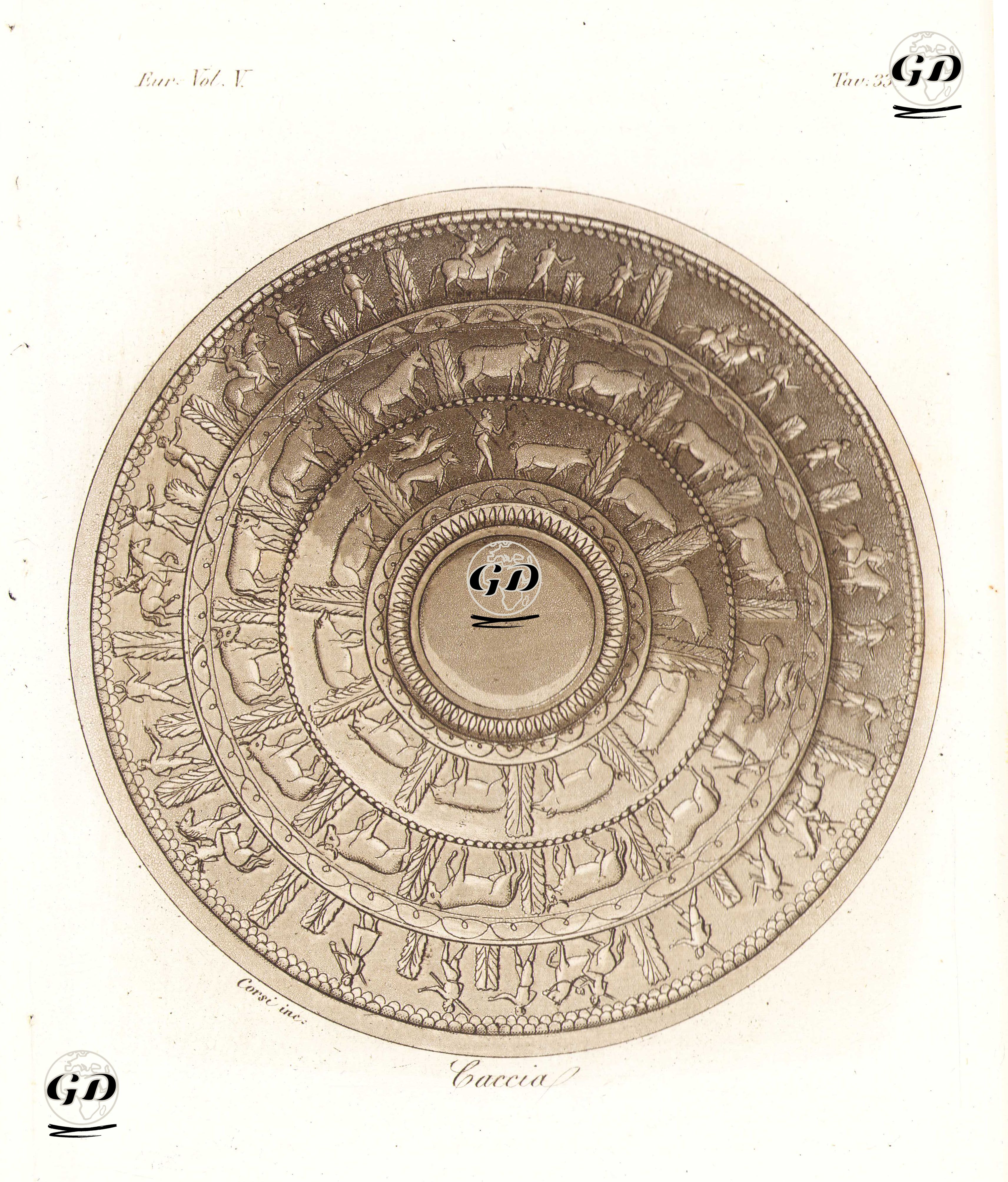 Bir Patera Veya Kase Üzerinde Bulunan Etrükslerin Av Sahneleri, Avrupa. Cilt V. Resim 33. -  - 1820's-1840's