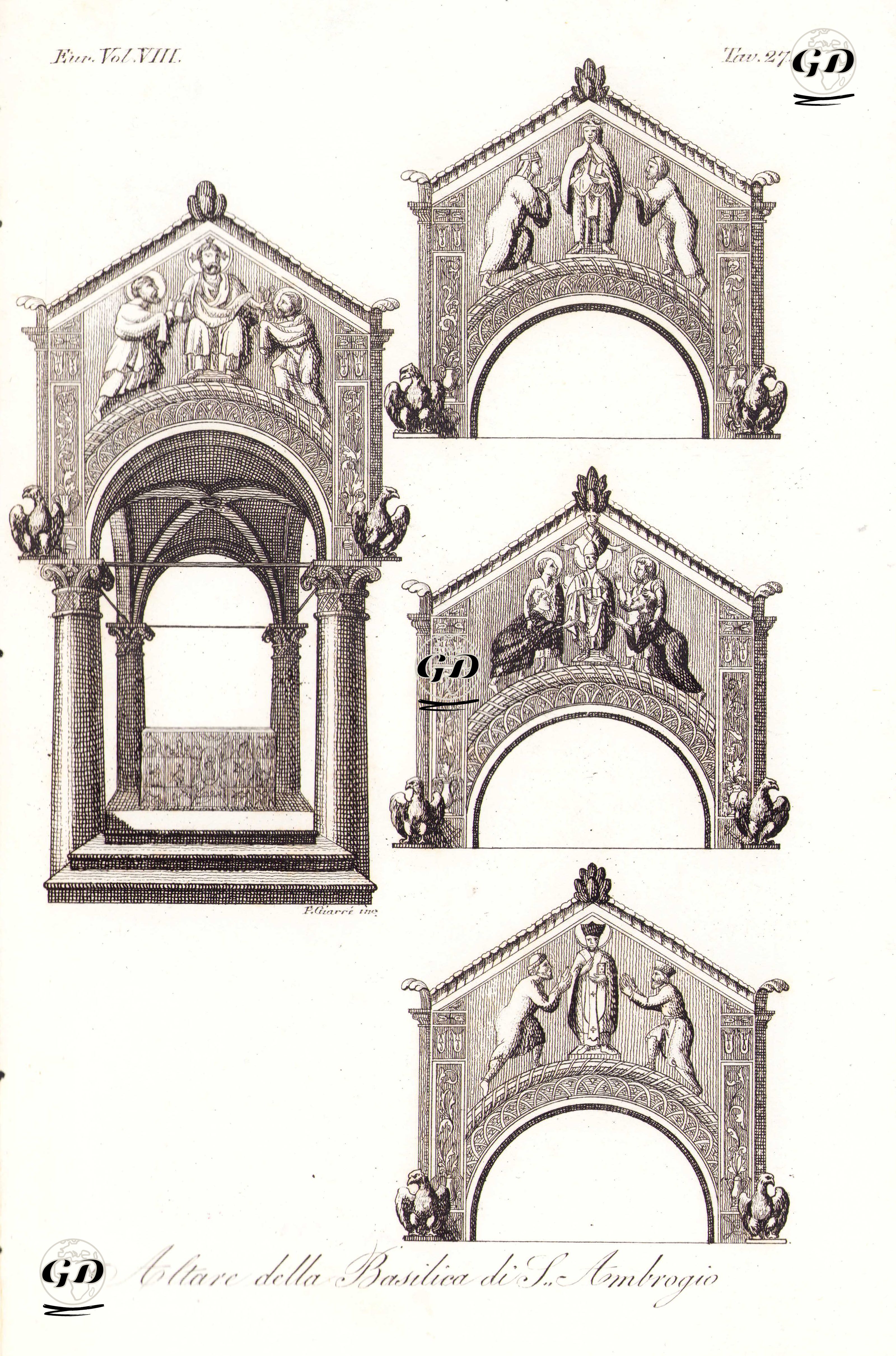 Altare Della Basilica Di S.Ambrogio, Eur. Vol VIII. Tav.27. (Altar Of The Basilica Of S.Ambrogio)  -  - 1820's-1840's