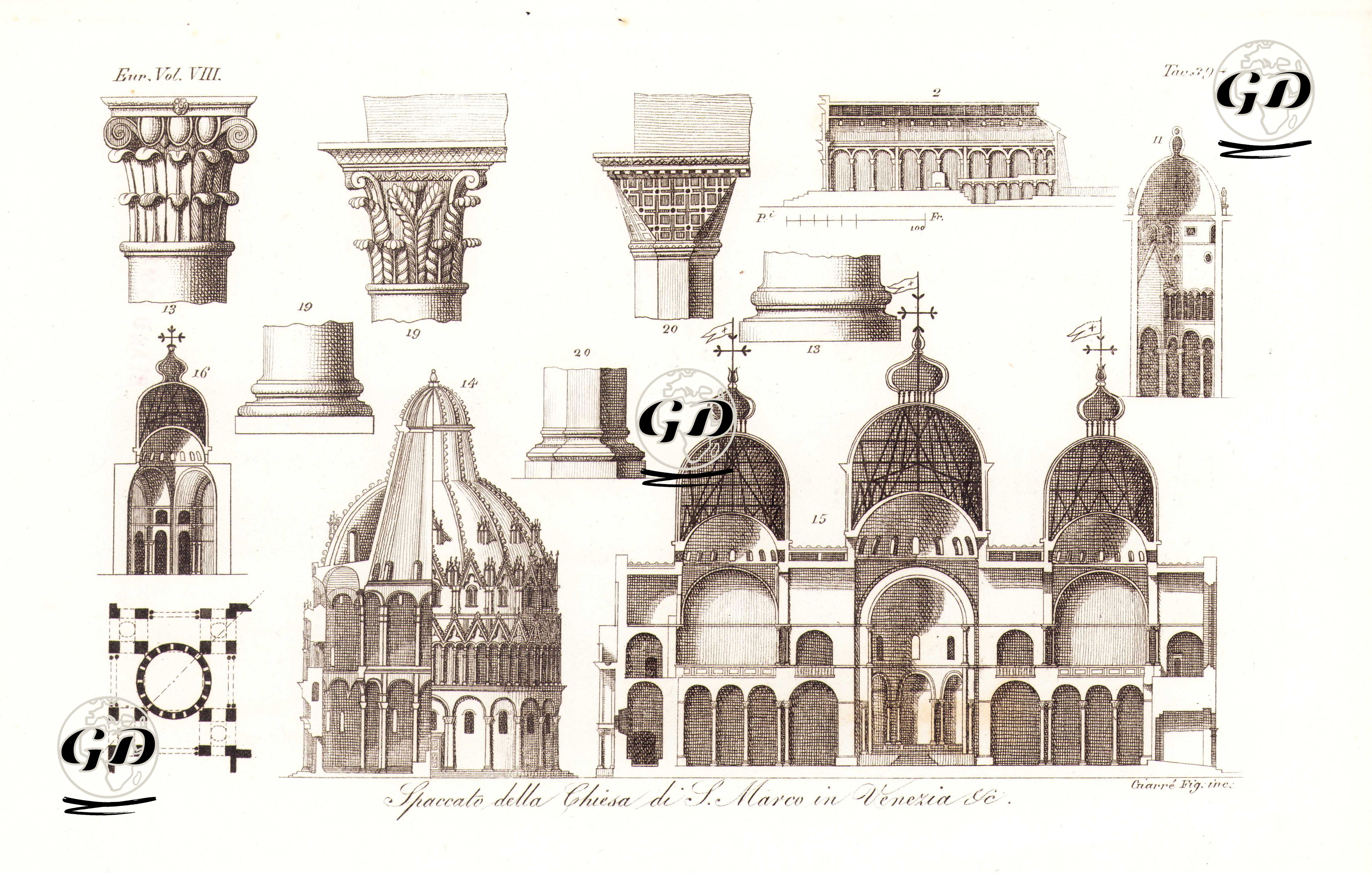 Venedik'deki San Marco Bazilikasının Mimari Çizimleri, Avrupa. Cilt VIII. Resim 39*. -  - 1820's-1840's