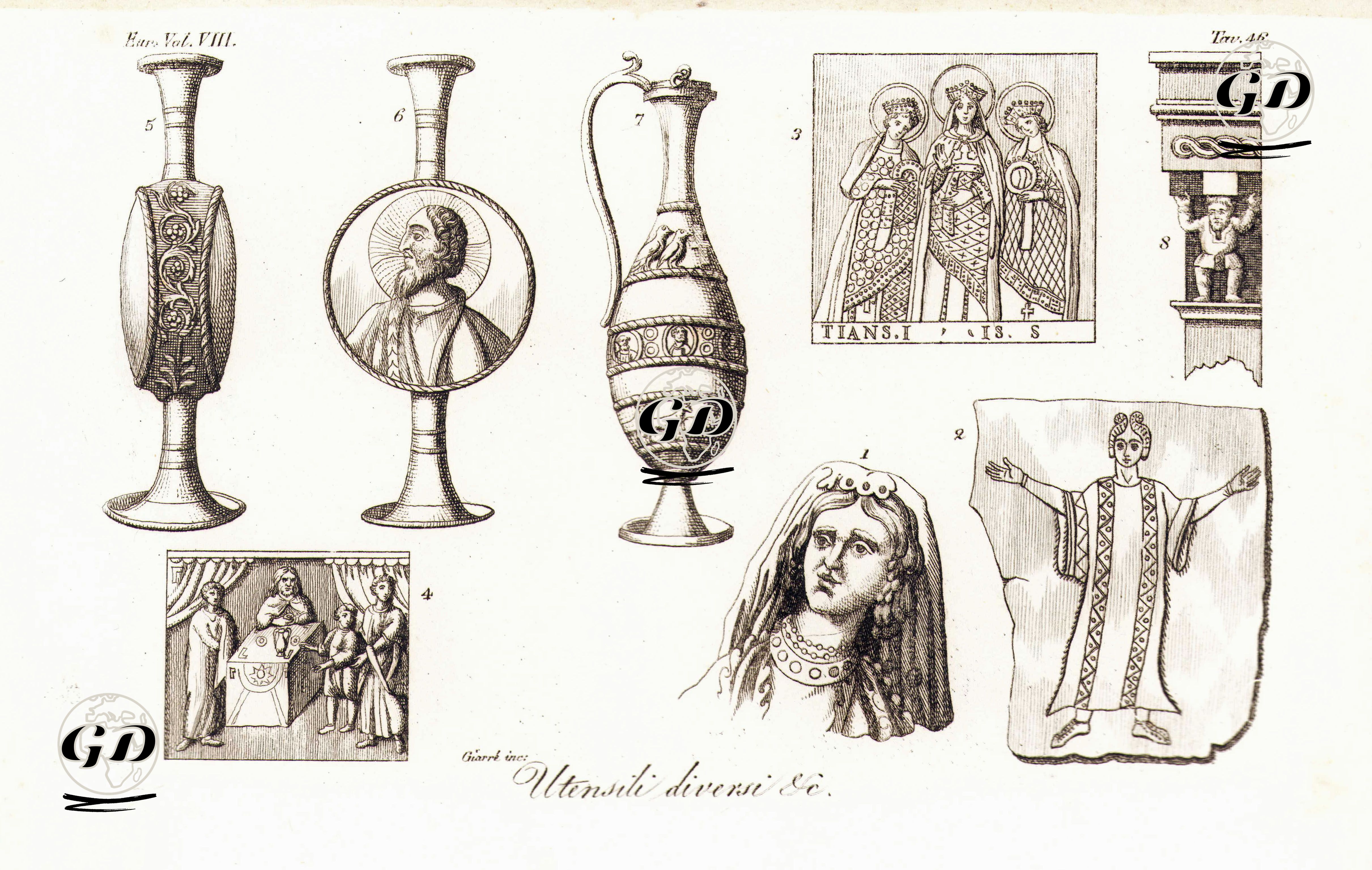 Roma Dönemine İlişkin Çeşitli Duvar Rölyefleri Ve Testileri, Avrupa. Cilt VIII. Resim 46. -  - 1820's-1840's
