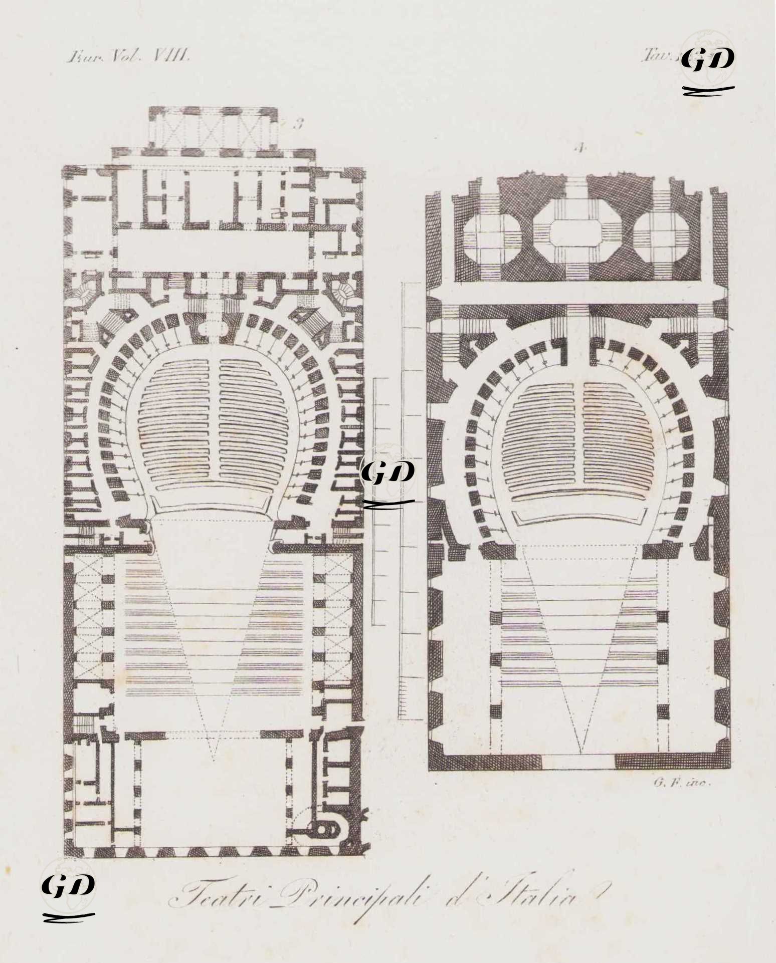 Antik İtalyan Tiyatrolarının Mimari Çizimleri, Avrupa.Cilt VIII. Resim 123*. -  - 1820's-1840's