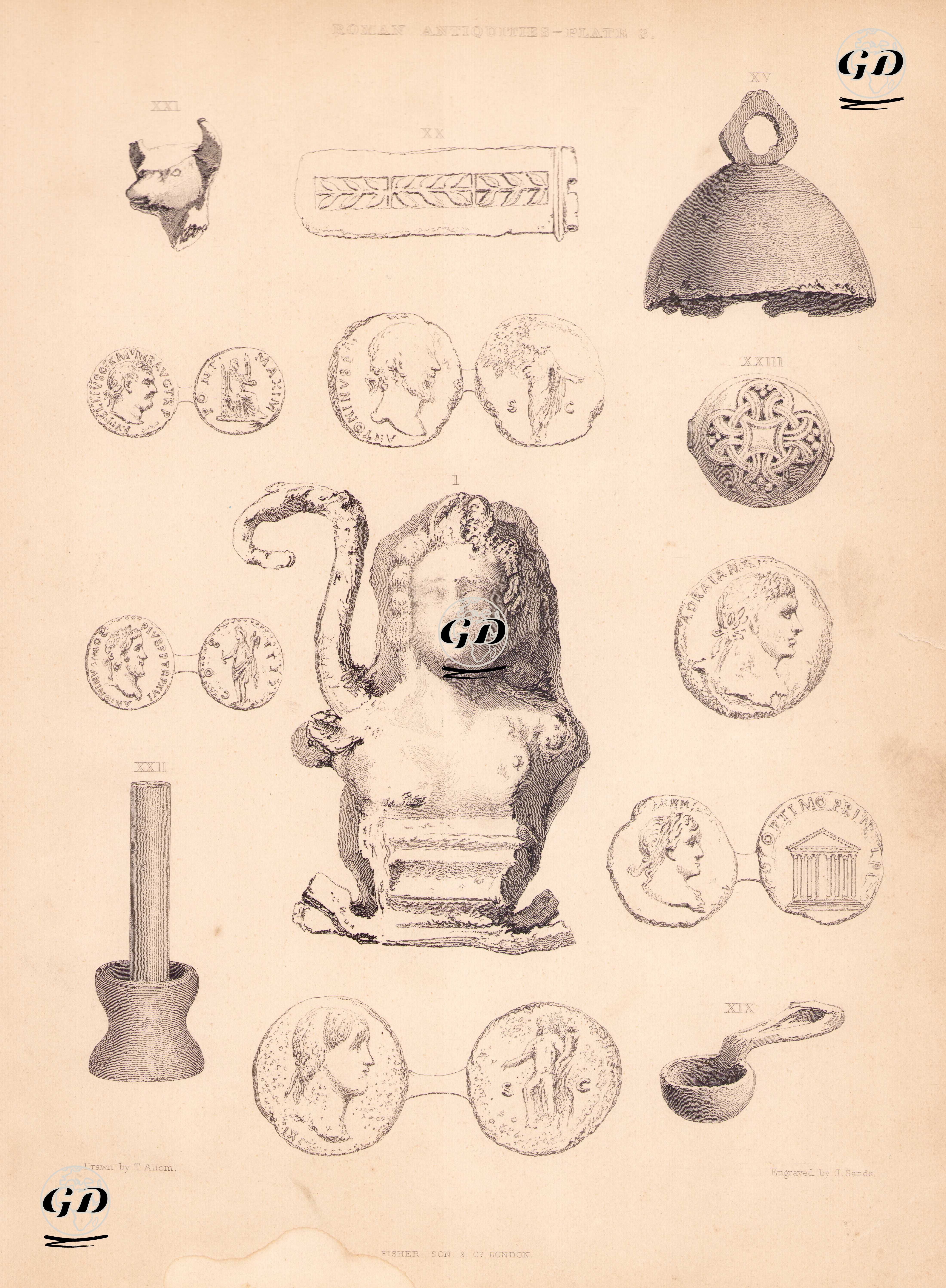 Roma Dönemi Antikaları, Plate 3 - Thomas Allom (1804-1872) - 1830's-1840's