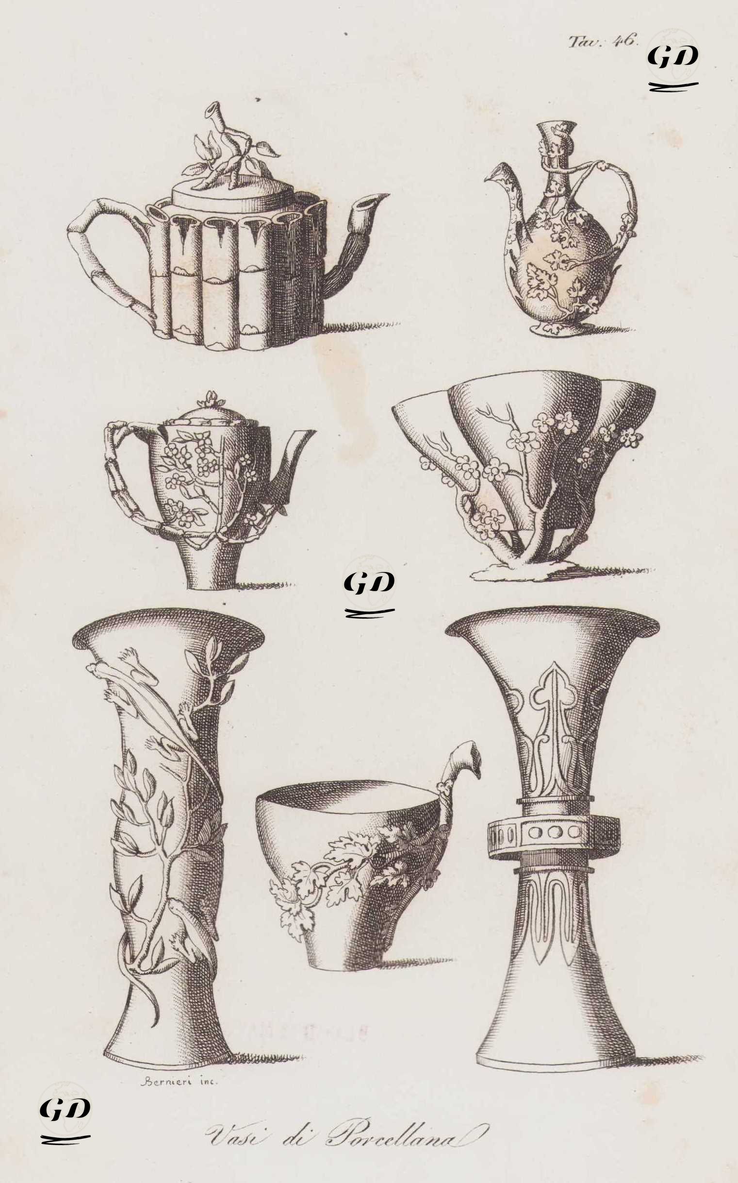Vasi Di Porcellana, Tav.46 (Ancient Chinese Porcelain Vases And Teapots) -  - 1820's-1840's
