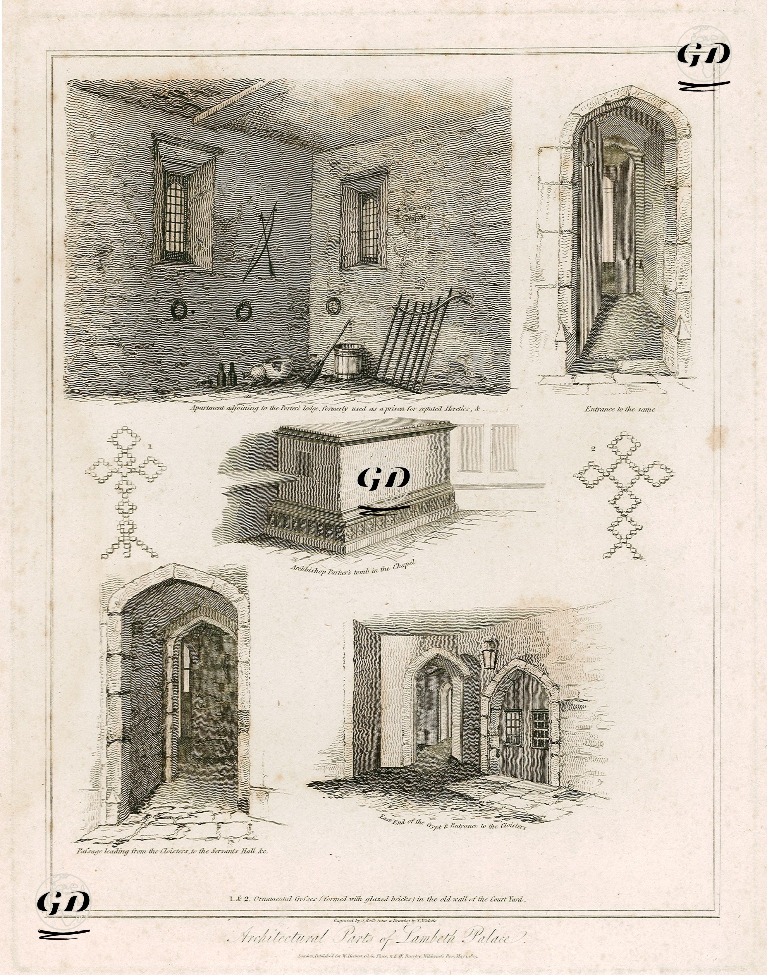 Lambeth Sarayının Mimari Parçaları - John Mayle Whichelo(1784-1865) - 1805