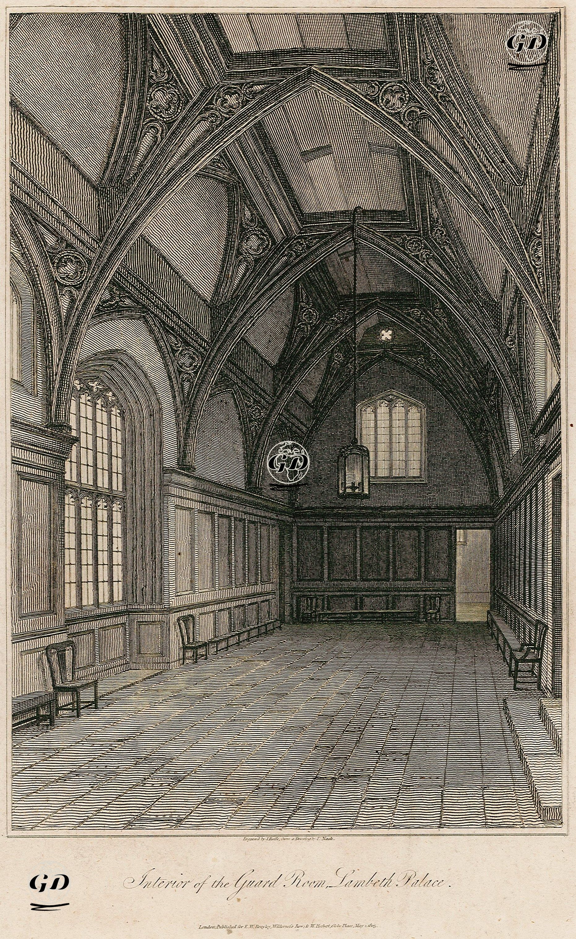 Lambeth Sarayının Muhafız Odasının İçi - Frederick Nash (1782-1856) - 1805