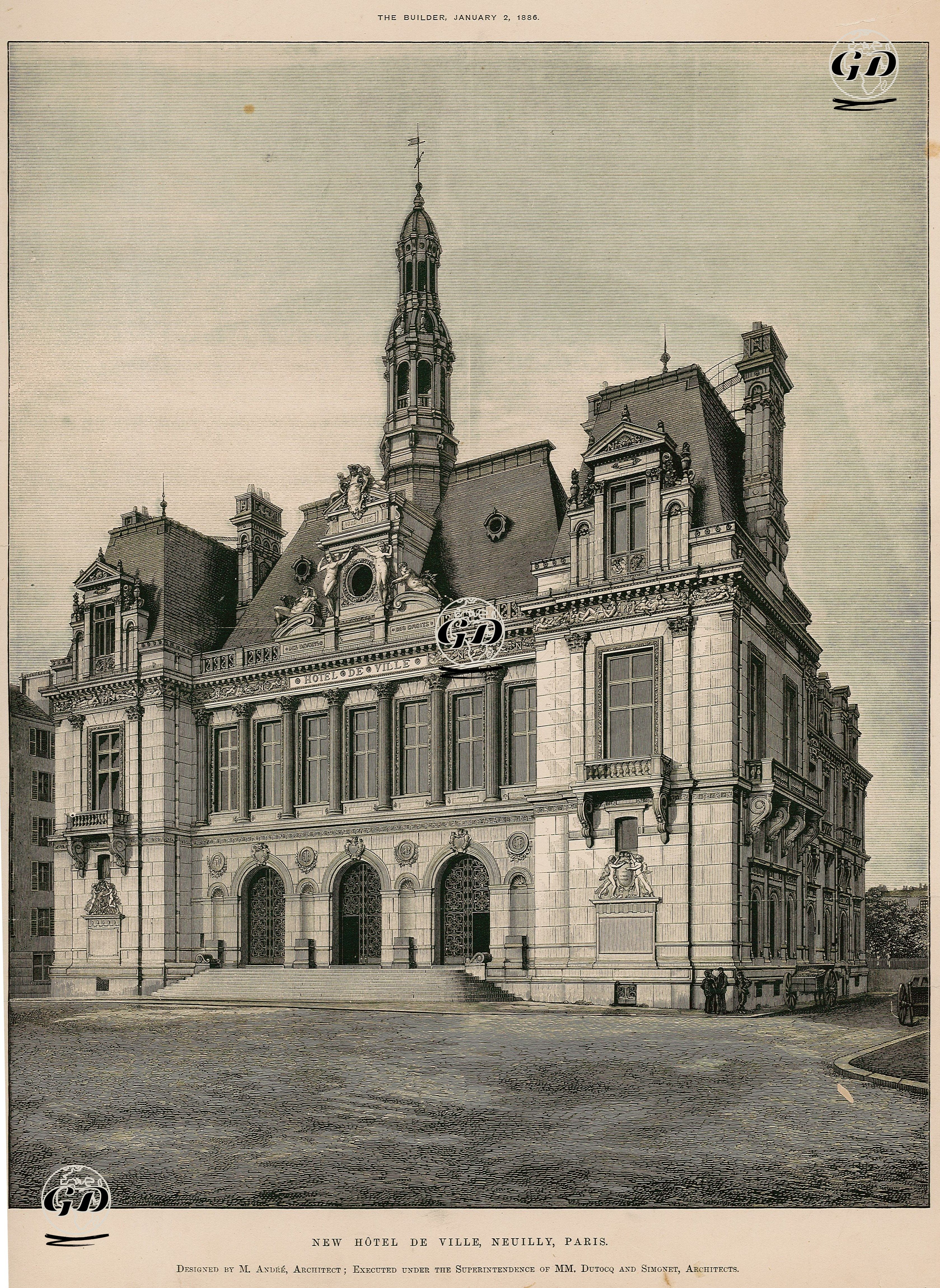 New Hotel De Ville, Neuilly, Paris -  - 1886