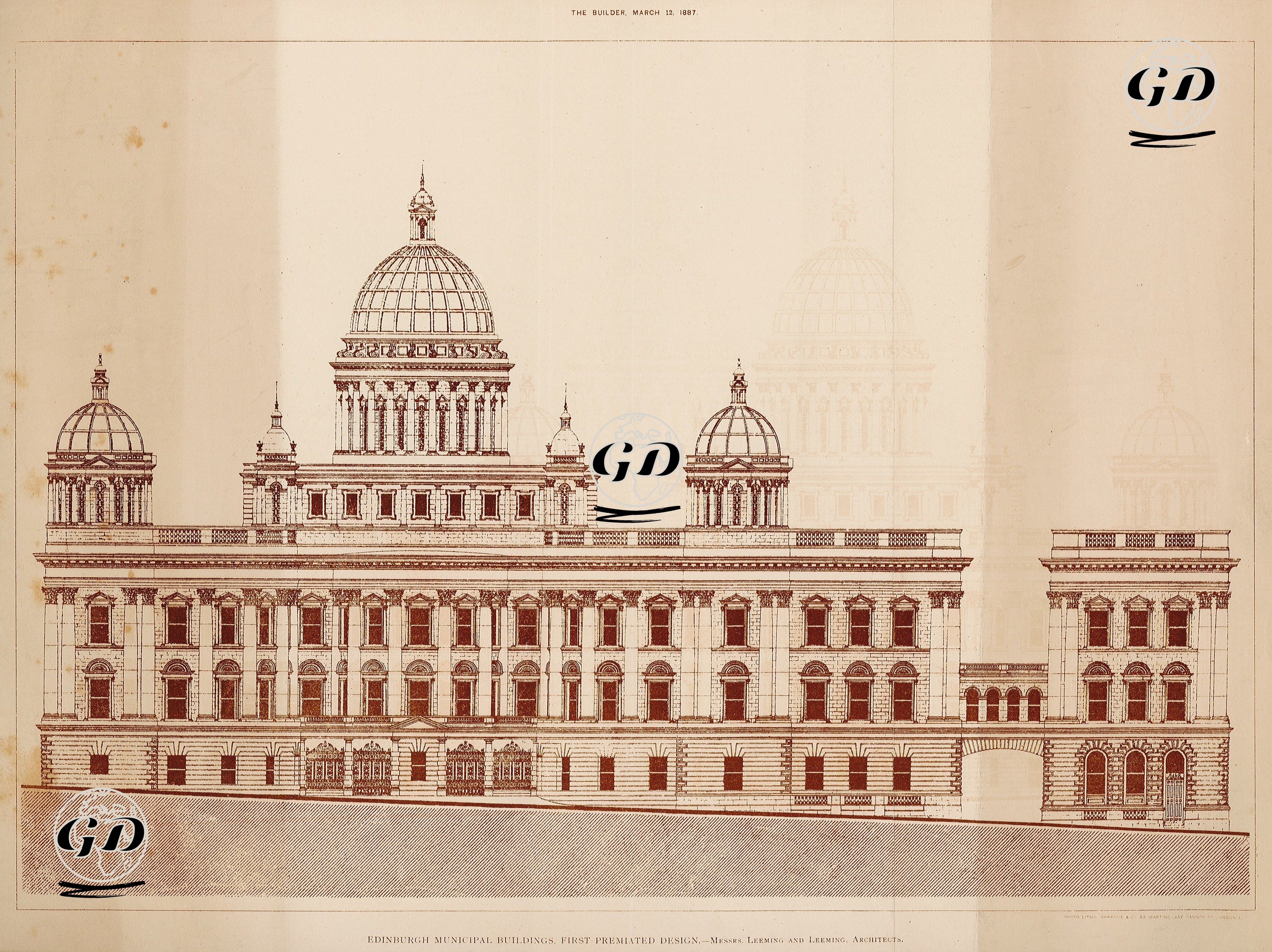 Edinburgh Municipal Buildings, First Premiated Design-Messrs Leeming And Leeming, Architects -  - 1887