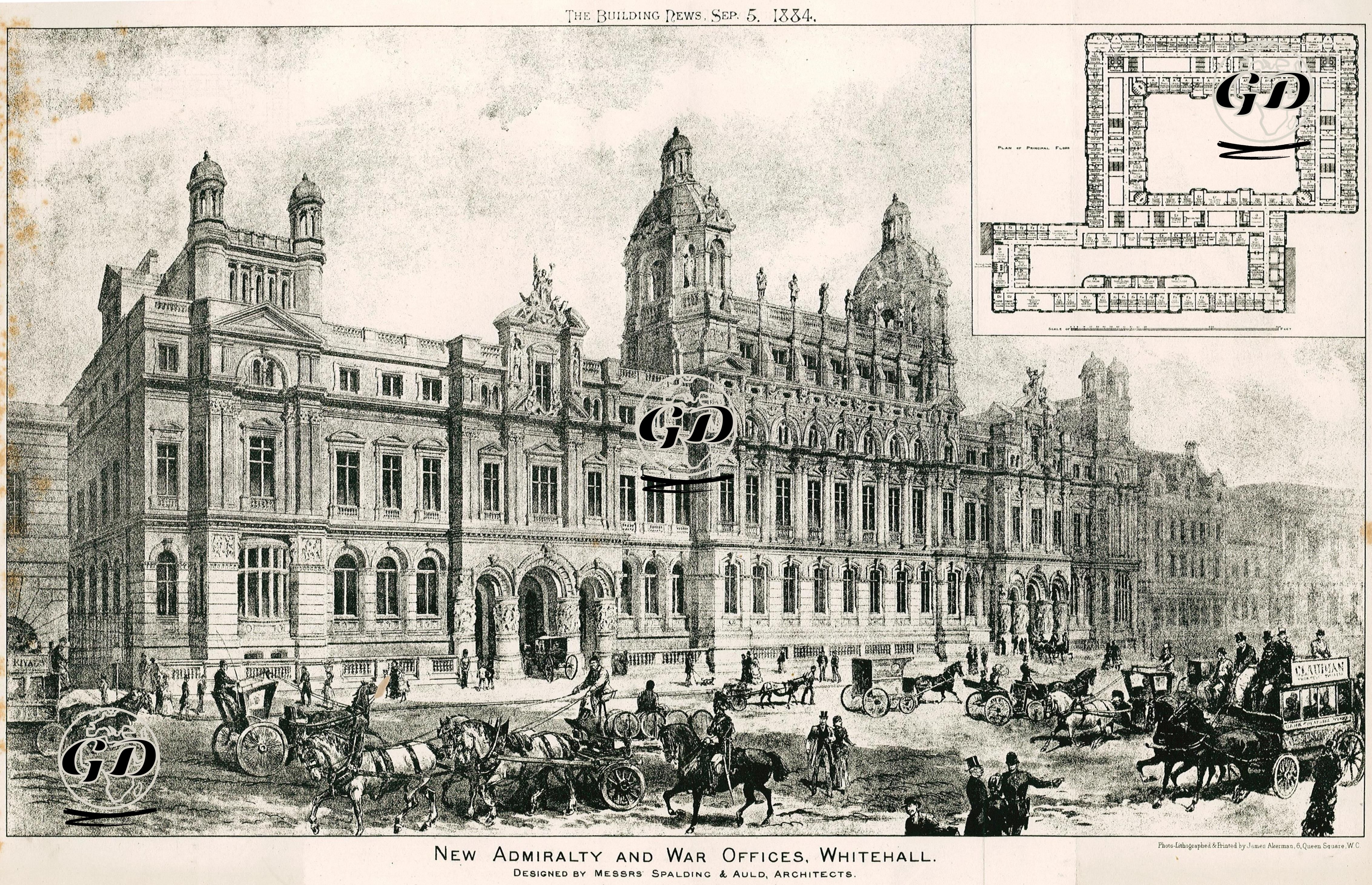 New Admiralty And War Offices, White Hall, Designed By Messrs Spalding & Auld, Architects -  - 1884