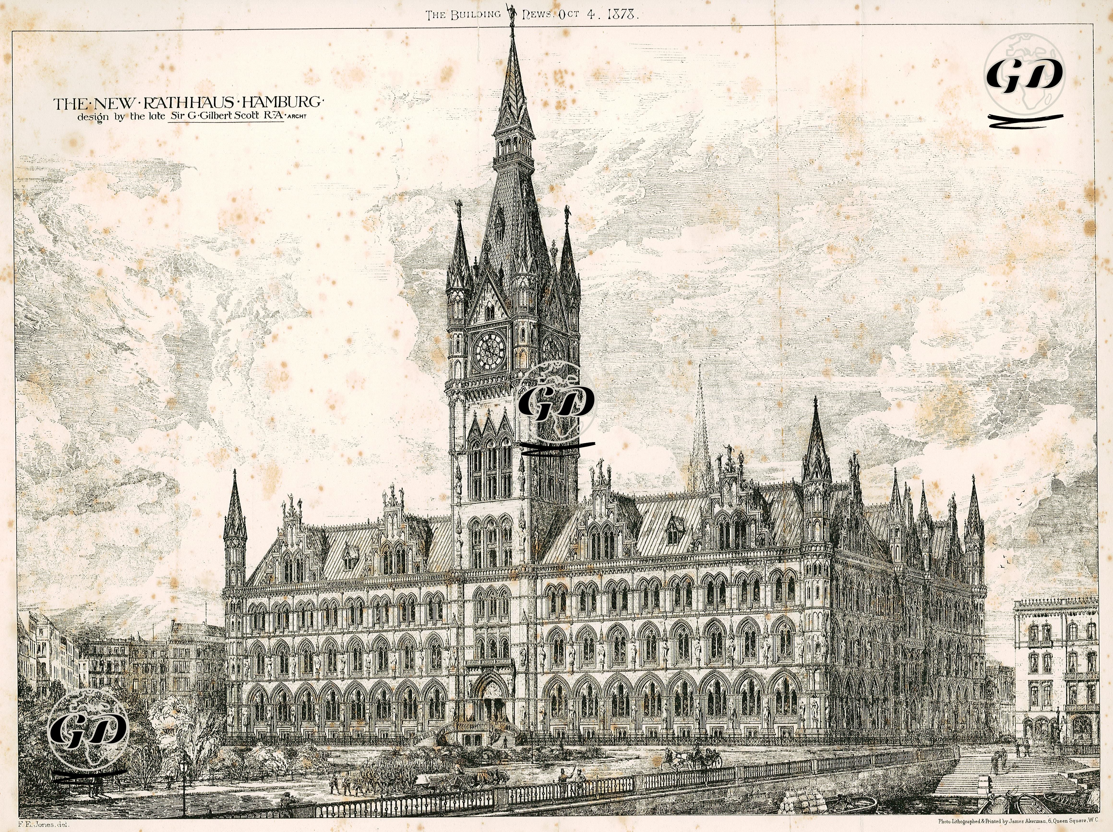 Hamburg Belediye Binası-G.Gilbert Scott Mimar -  - 1878