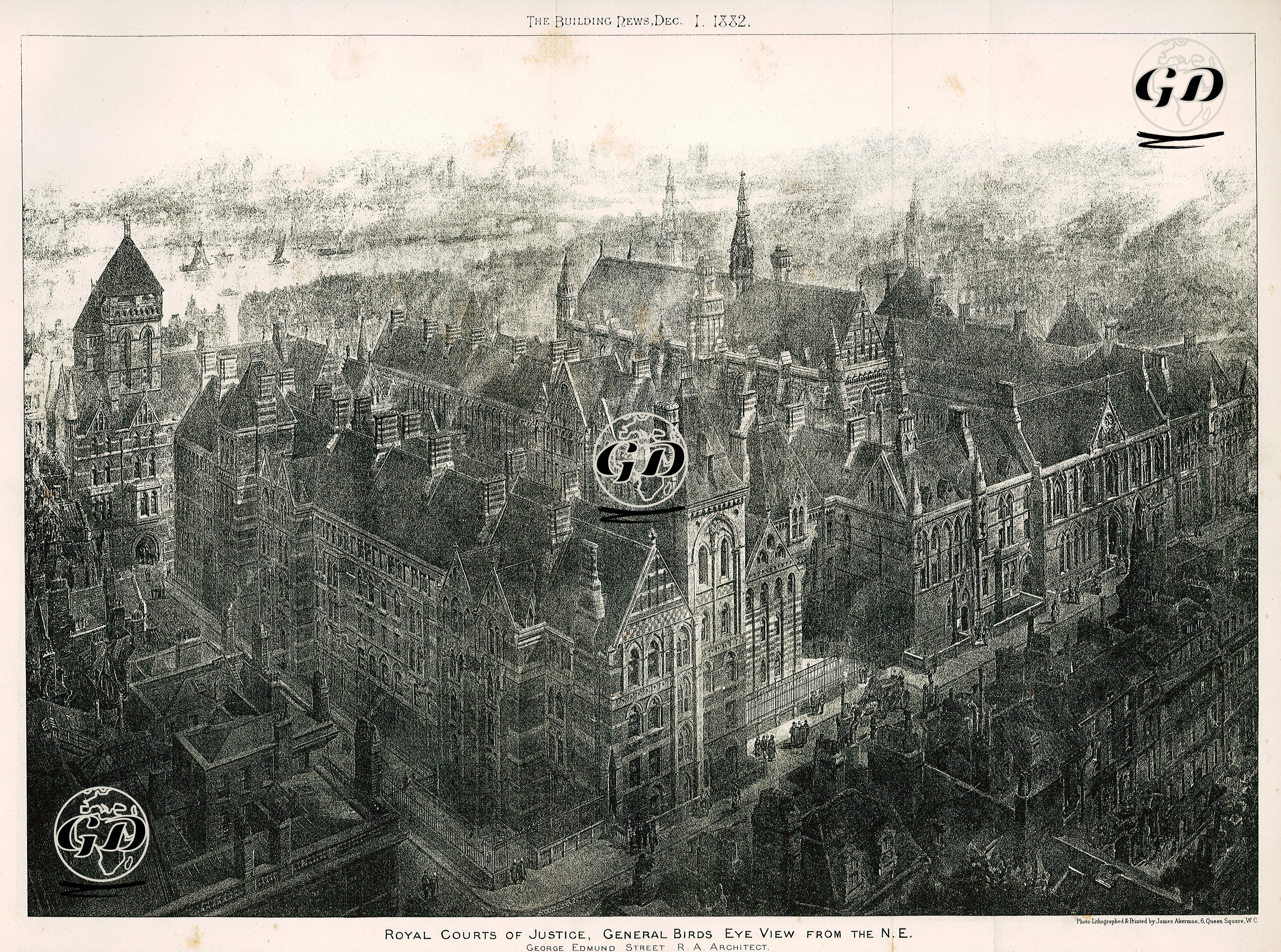 Royal Courts Of Justice, General Birds Eye View From The N.E. -  - 1882