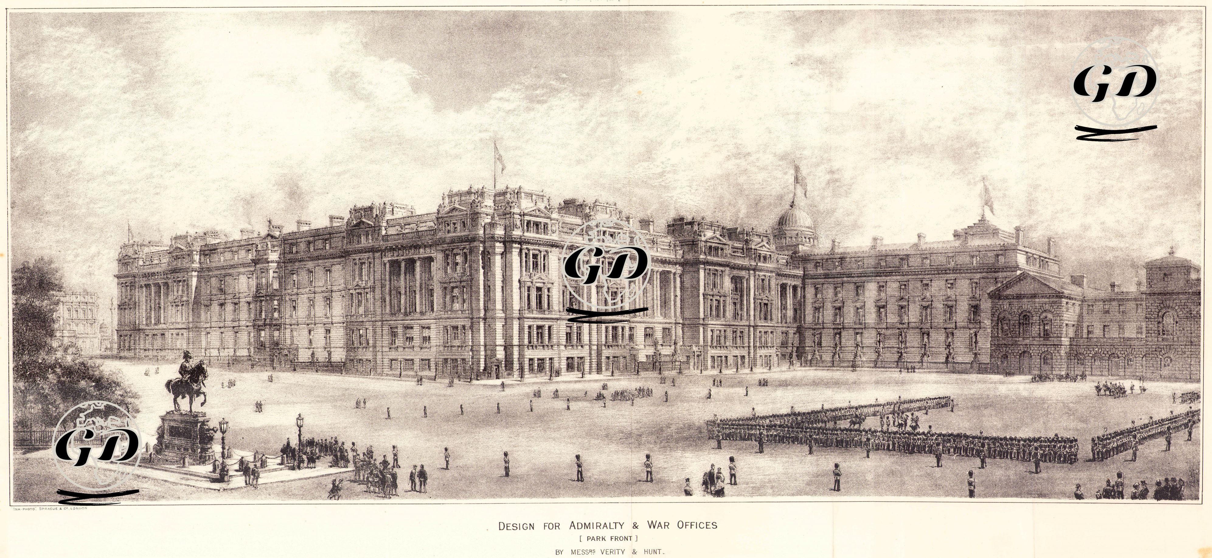 St.James Parkının Önünden Admiralty And War Offices (Amiral Ve Savaş Ofisleri)-Messrs Verity & Hunt, Mimarlar -  - 1884