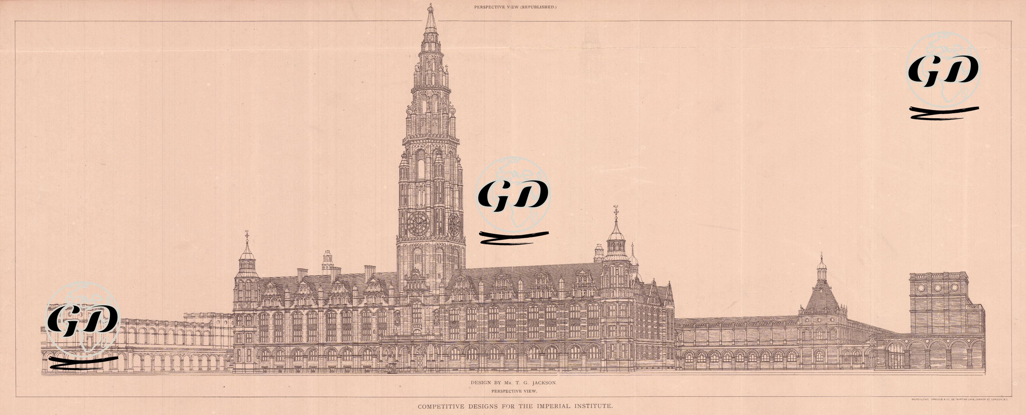 Competitive Designs For The Imperial Institute Design By T.G.Jackson -  - 1890's