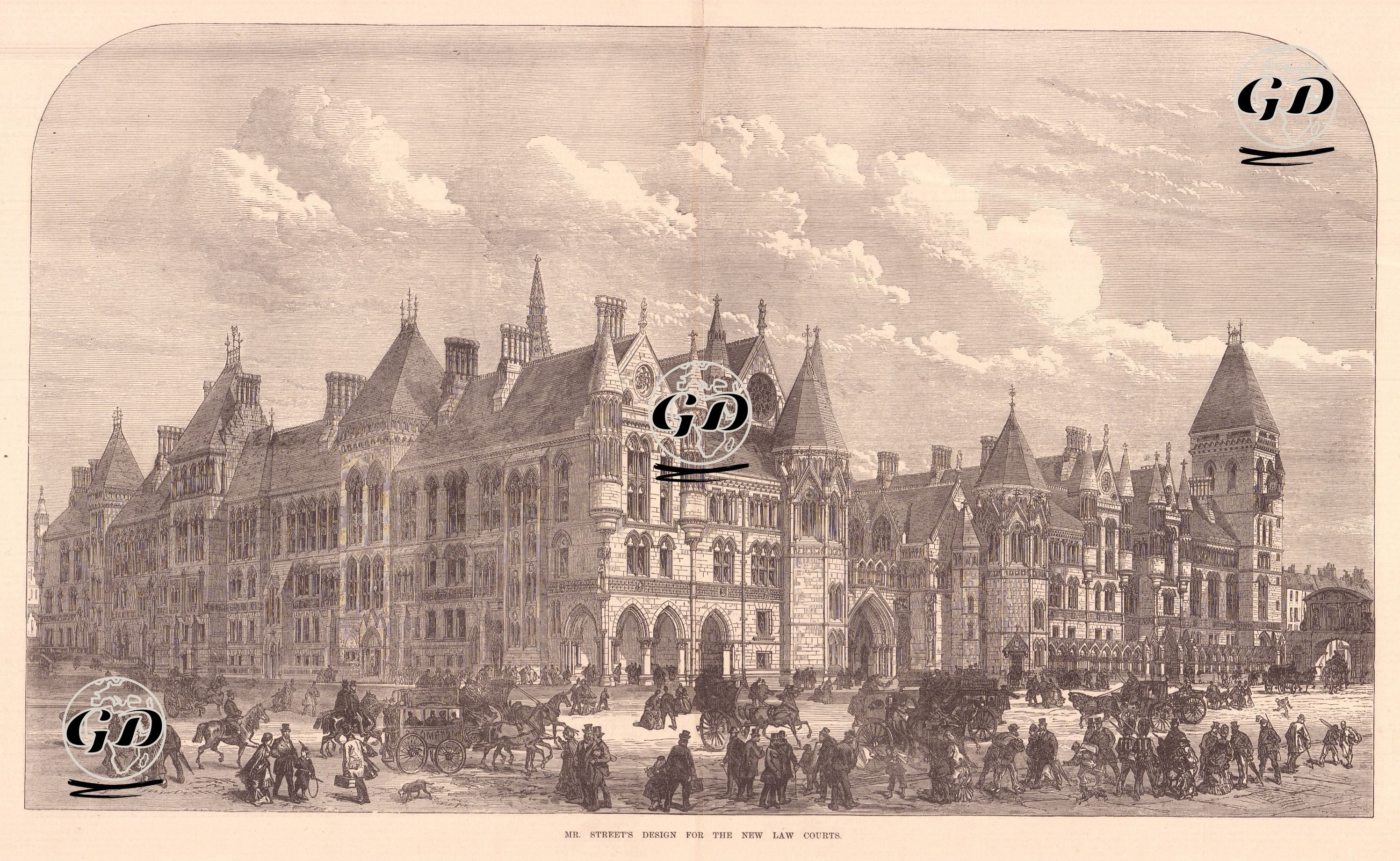 Mr.Street's Design For The New Law Courts -  - 1872