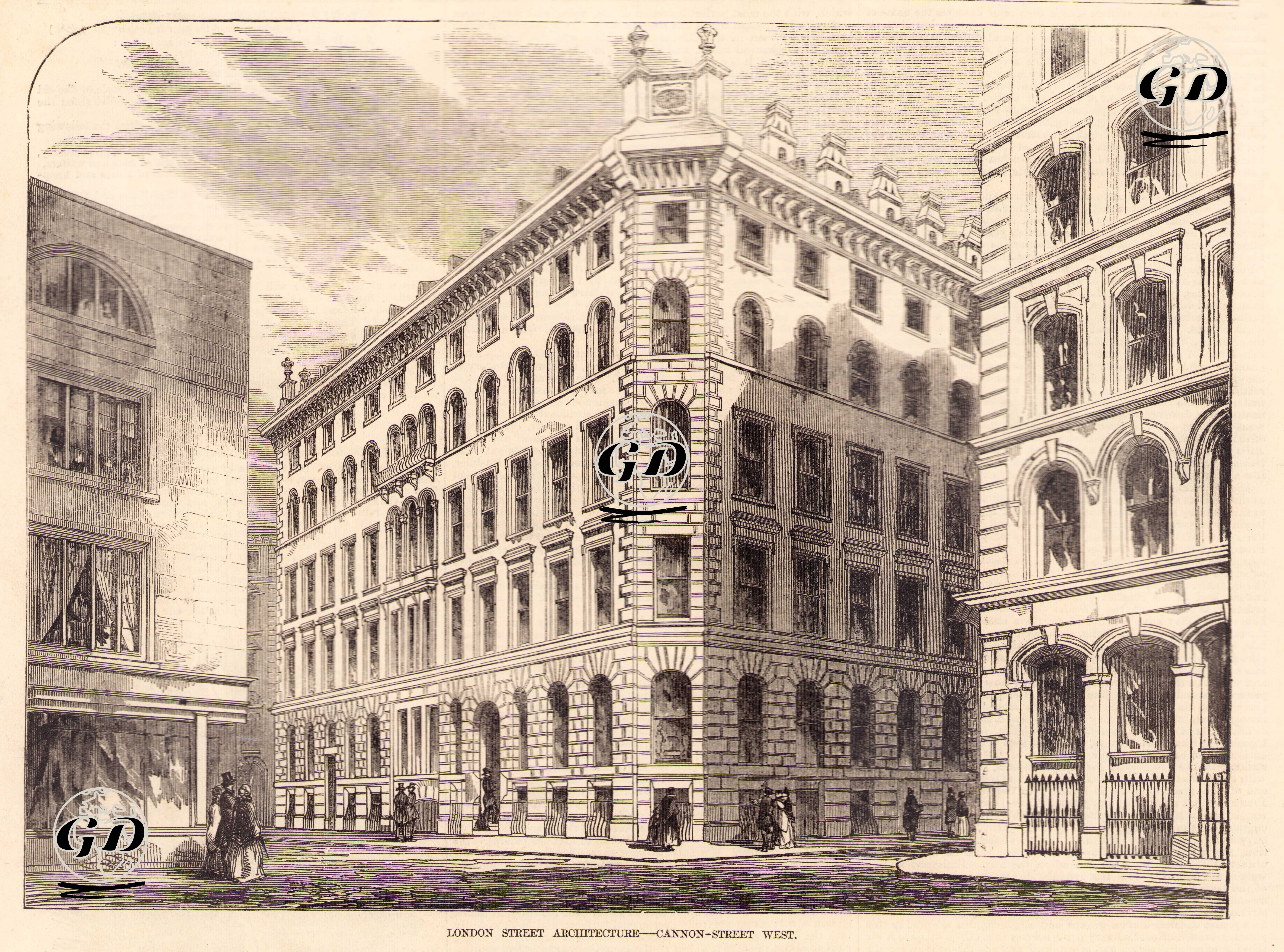 London Street Architecture-Cannon Street West -  - 1856