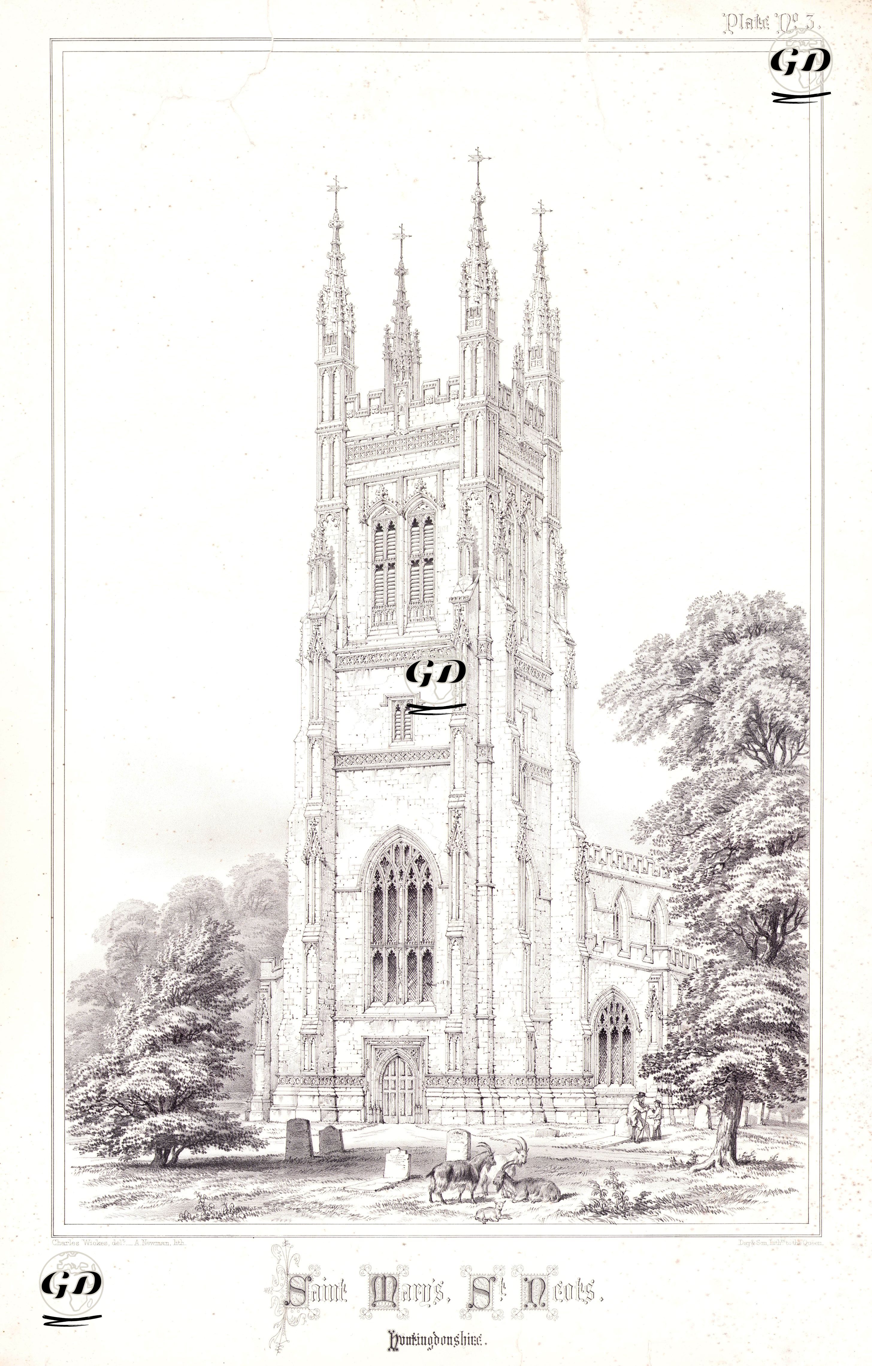 Saint Mary's Church, Huntingdonshire - Charles Wickes (Active 1850-1859) - 1855