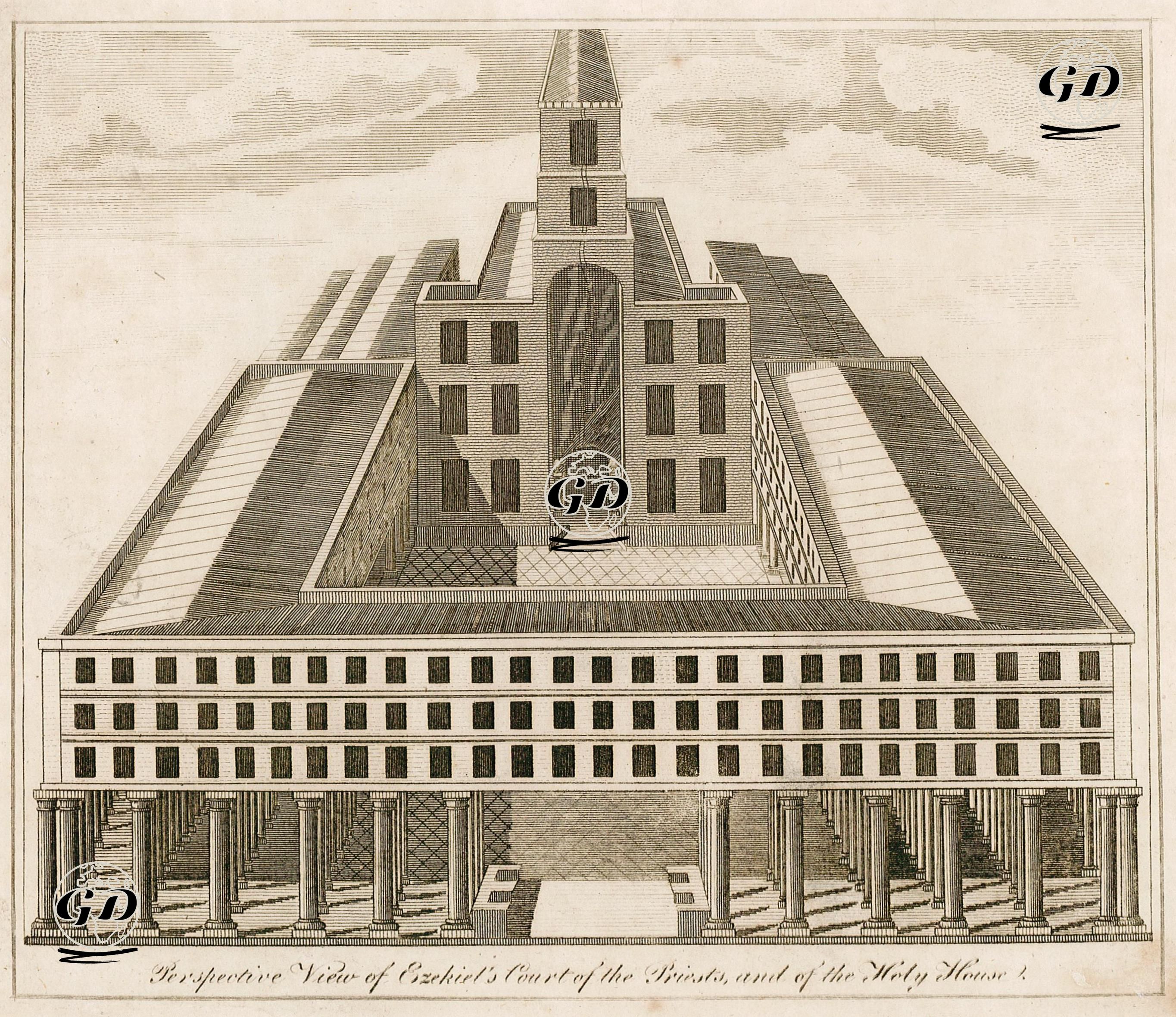 Perspective View Of Ezekiel's Court Of The Priests And Of The Holy House -  - 1790's