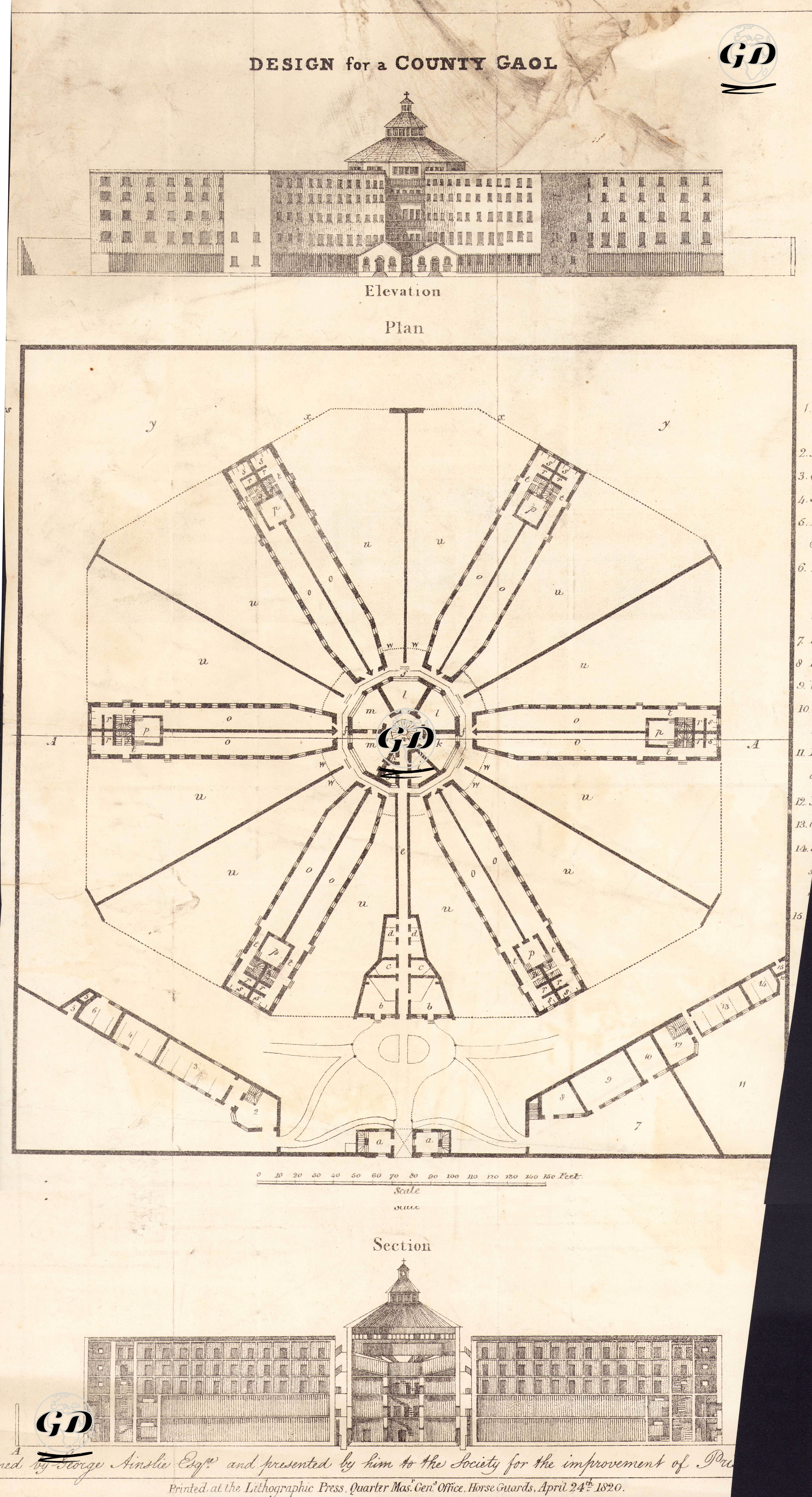 Design For A County Gaol - George Ainslie - 1820