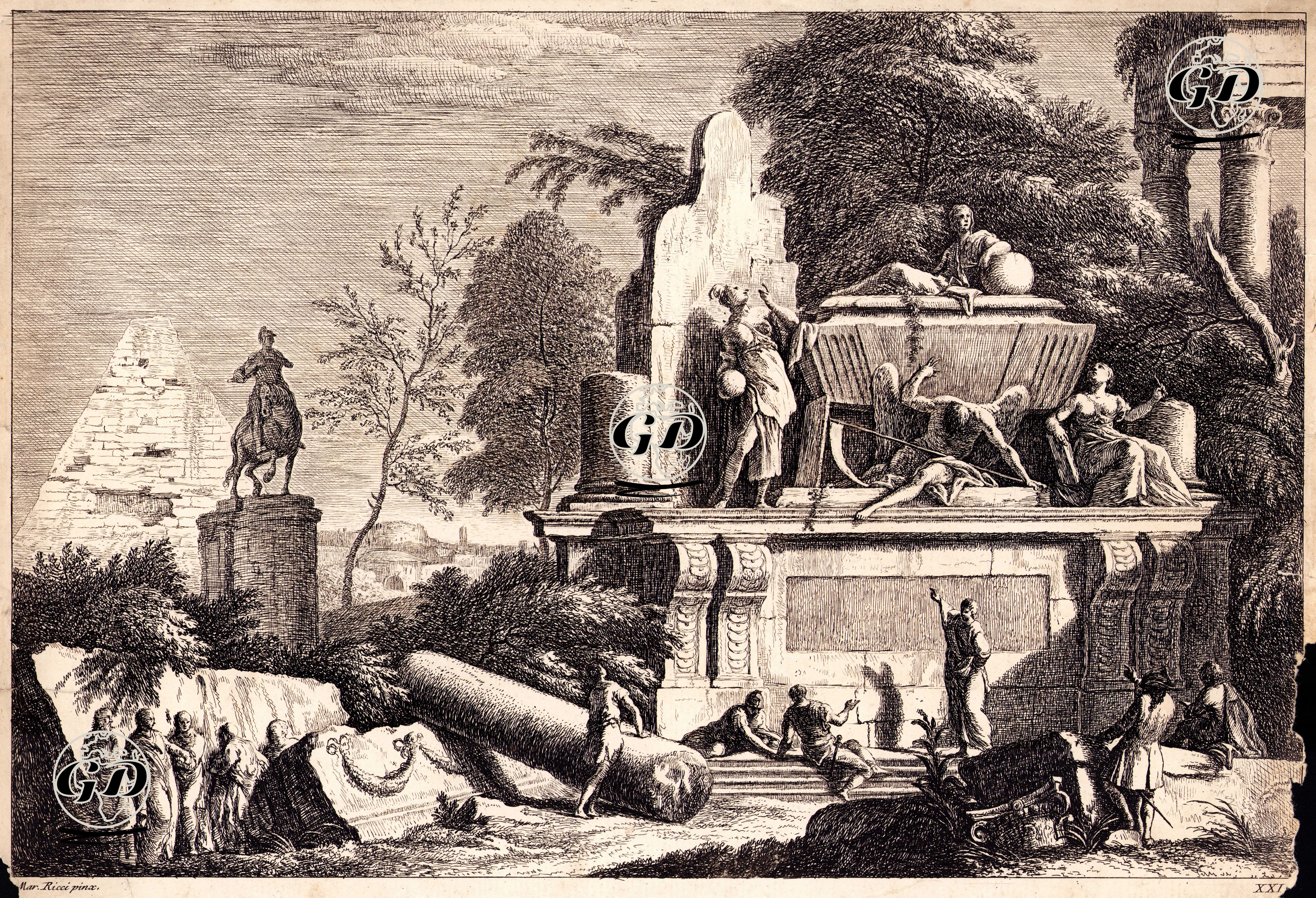Antik Mimari Kalıntılar Plate XXIV. - Marco Ricci (1676-1730) - 1743