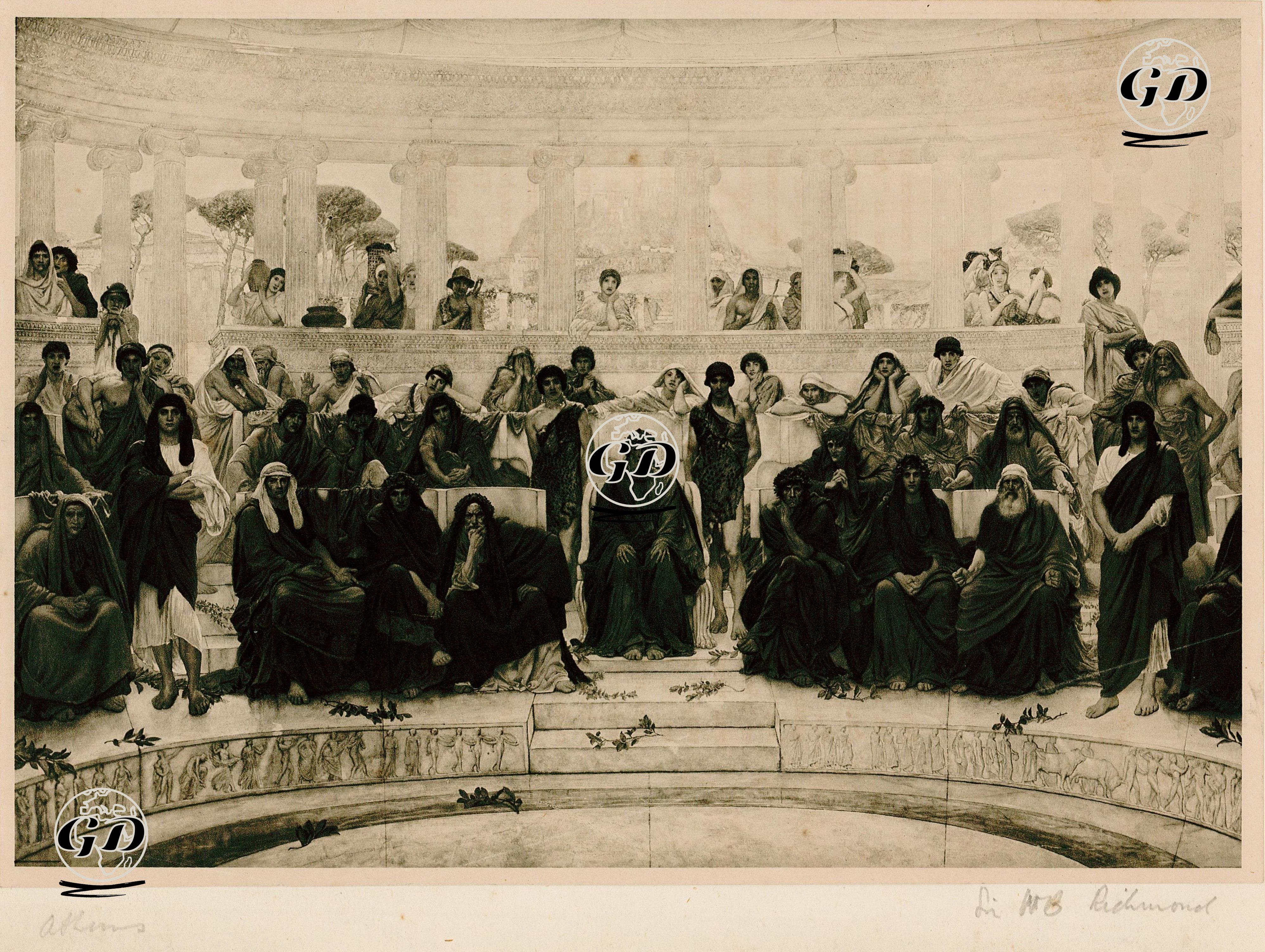Aiskhylos’un Tragedya Üçlemesi Oresteia’nın İlk Bölümü Olan Agamemnon Oyununun Atina'da Temsili Sırasında Oditoryumundaki Seyirciler - William Blake Richmond (1842-1921) - 1880's-1890's