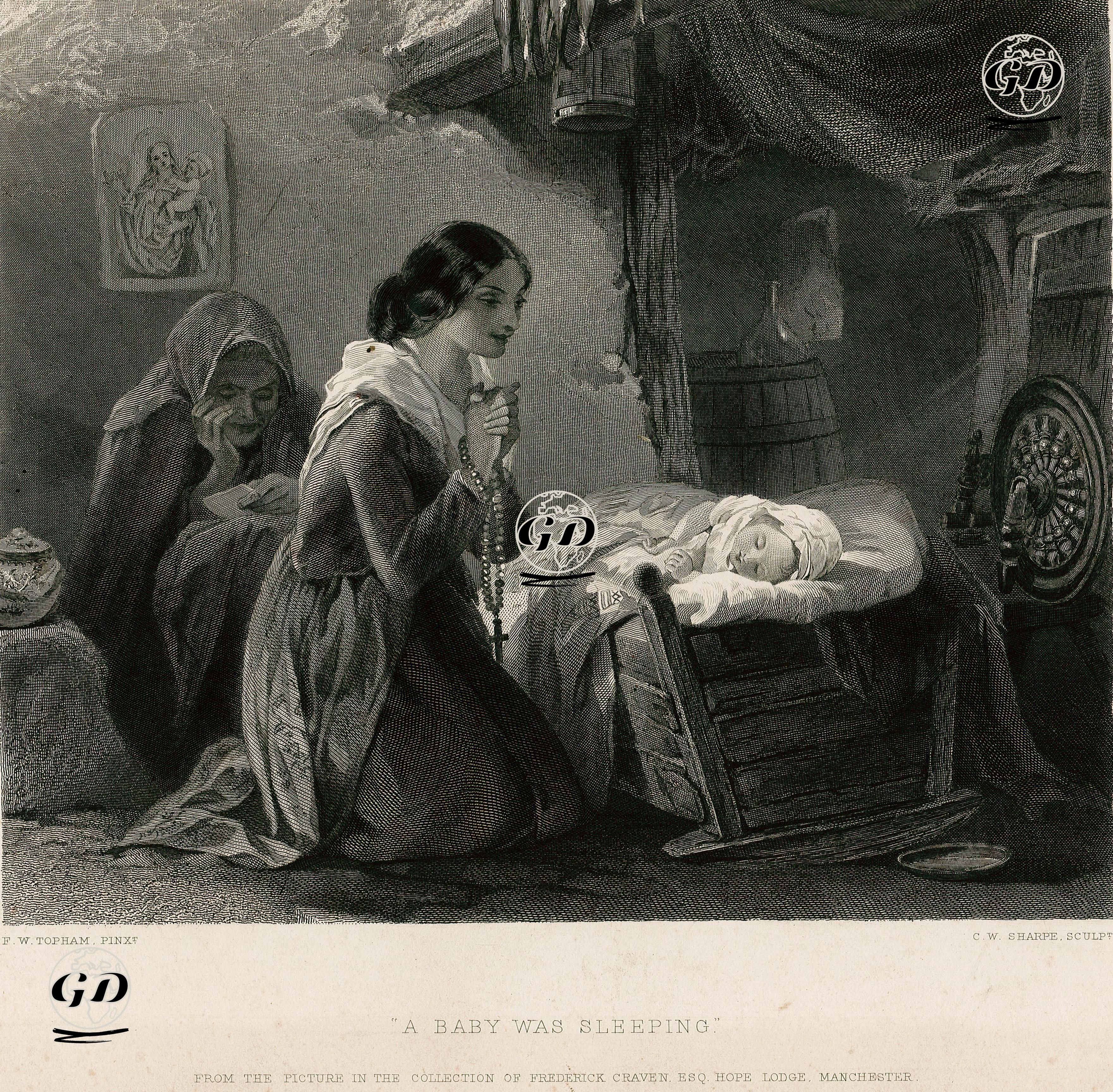 A Baby Was Sleeping   - Frank William Warwick Topham (1838-1924) - 1871