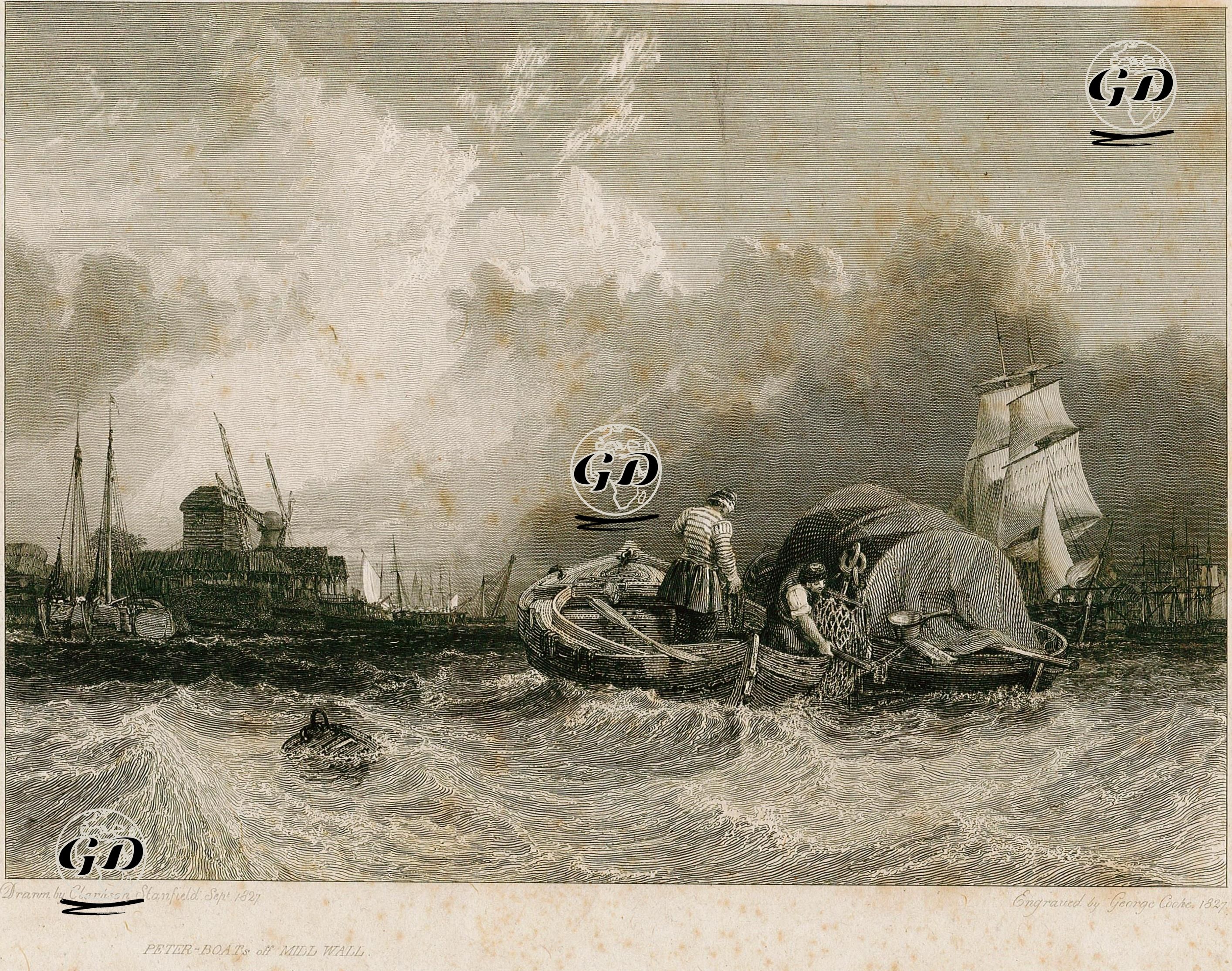  Millwall Açıklarındaki Tekneler - Clarkson Stanfield (1793-1867) - 1827