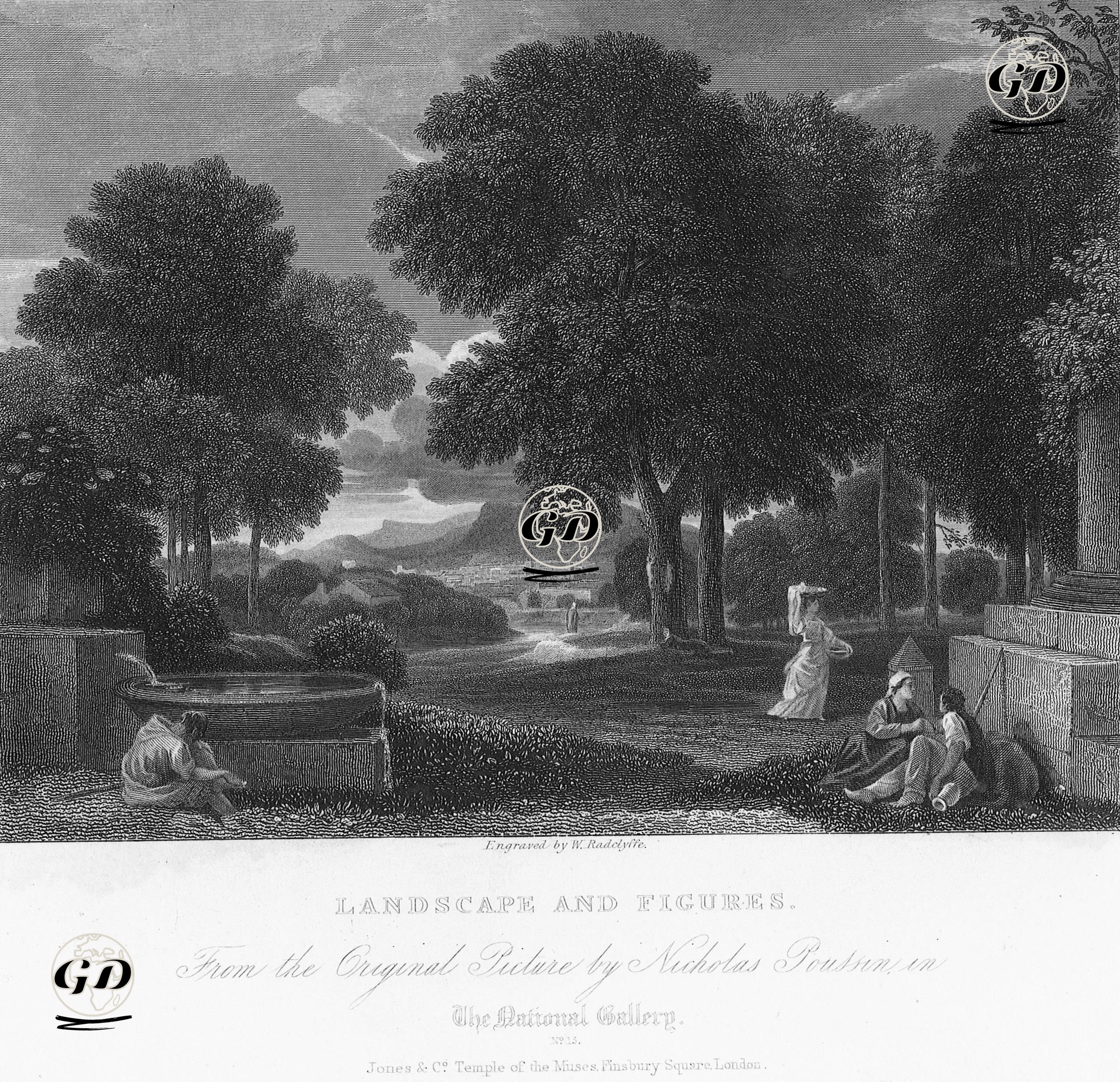 Kır Manzarası ve Figürler - Nicolas Poussin (1594-1665) - 1835