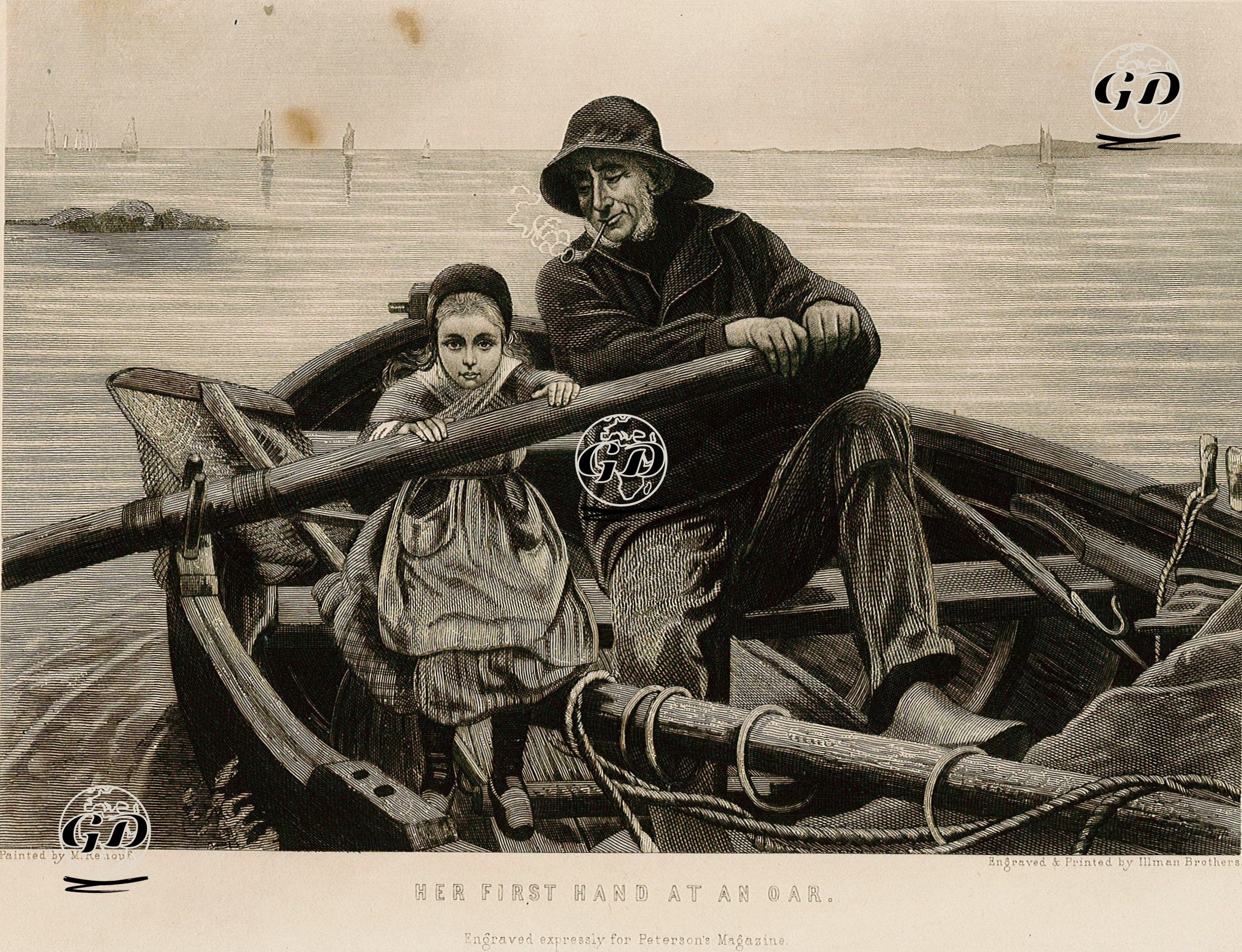 Her First Hand At An Oar  - Emilie Renouf (1845-1894) - 1880's